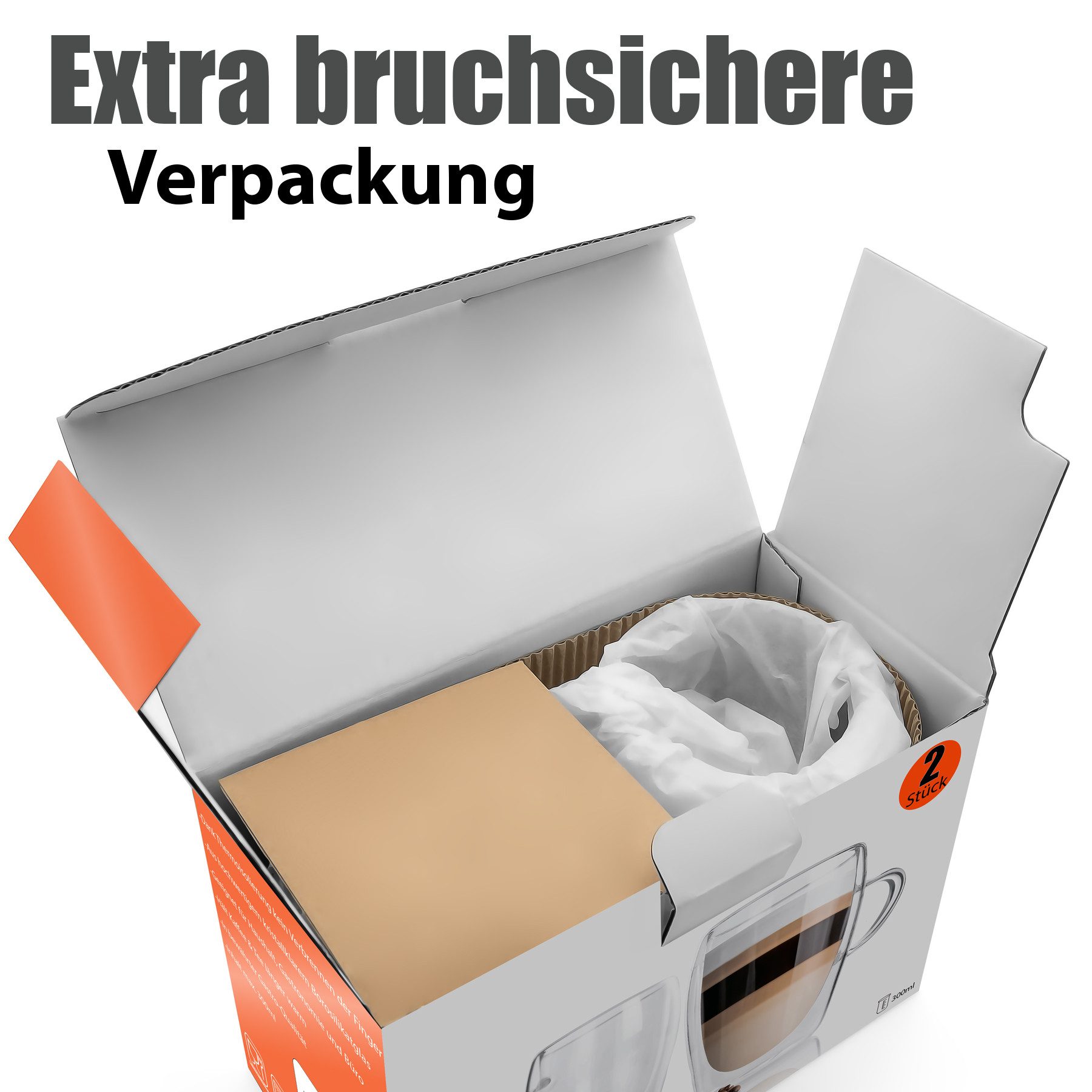 BigDean Latte-Macchiato-Glas 6 Stück doppelwandige Latte Macchiato Gläser mit Henkel 300 ml, 6-tlg., Glas, Borosilikat Glas, Spülmaschinenfest, Lebensmittelecht – Bild 4 von 5