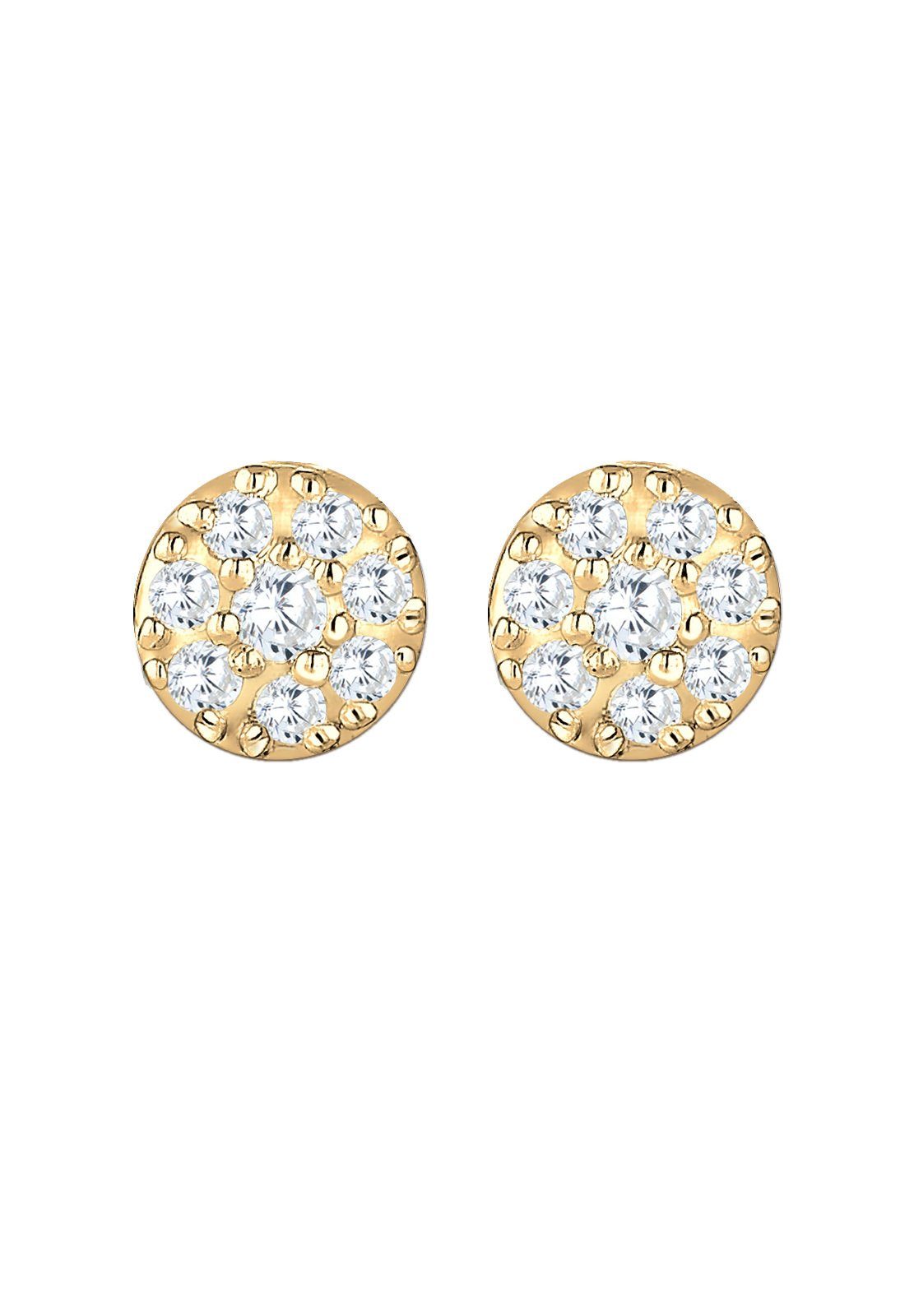 Elli Premium Paar Ohrstecker Kreis Geo Klassisch Funkelnd Zirkonia 585 Gelb günstig online kaufen