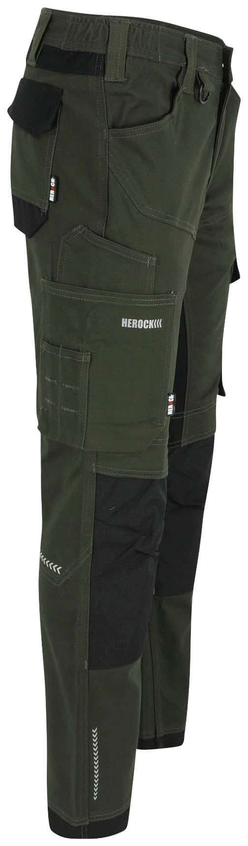 Herock Arbeitshose XENI Multi-pocket, Stretch, bequem und khaki weich wasserabweisend, Baumwolle