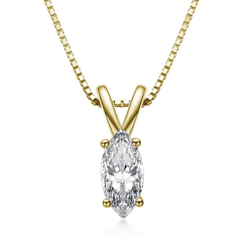 Kette mit Anhänger Exklusive Moissanit Marquise Halskette 1,0ct 5x10mm