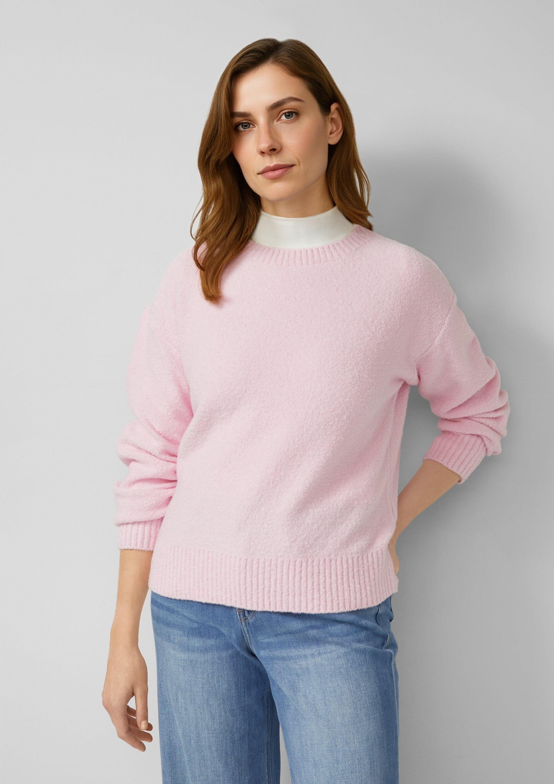 s.Oliver Longpullover Strickpullover Pullover aus Bouclé im Relaxed Fit