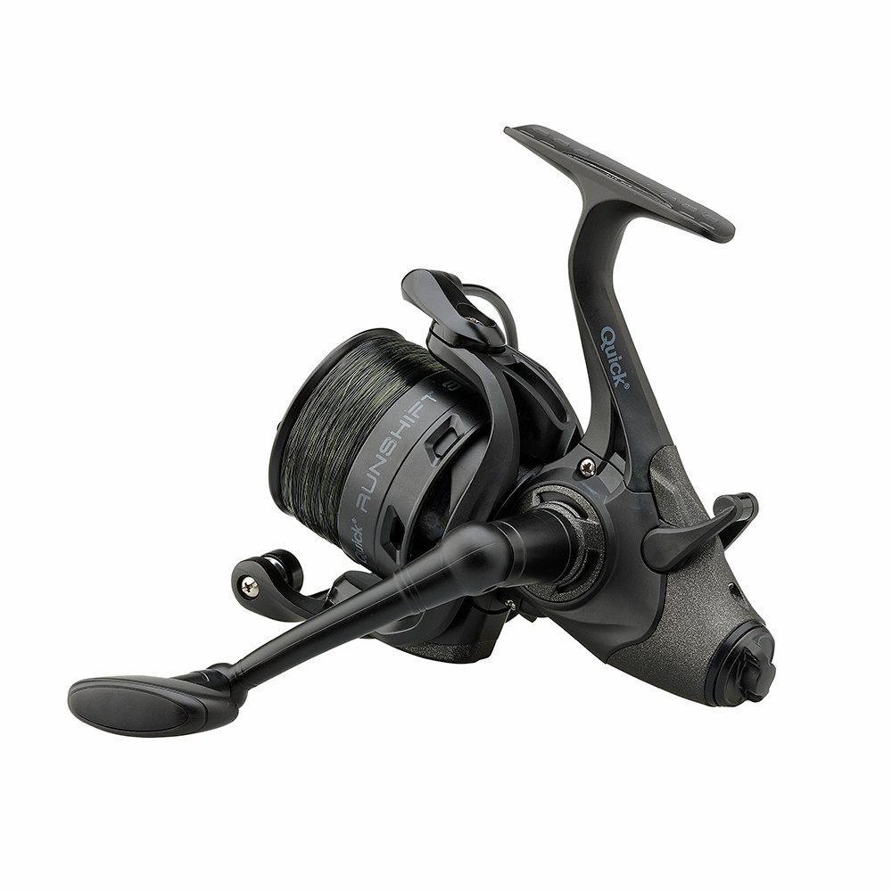 DAM Fishing Freilaufrolle Runshift 3L FS + Camo Line 4000 5000 mit Schnur Karpfen Freilaufrolle), Vorgespult mit schwarzem und grünem Monofilament