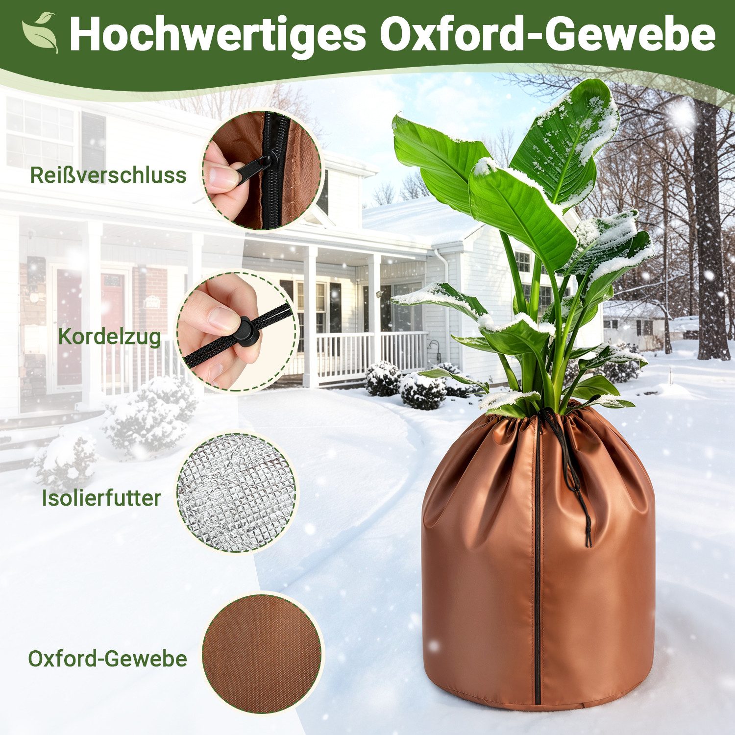 Clanmacy Winterschutzvlies 2er Winterschutz Pflanzen 70x65 cm Braun für Bäume Sträucher – Bild 3 von 5