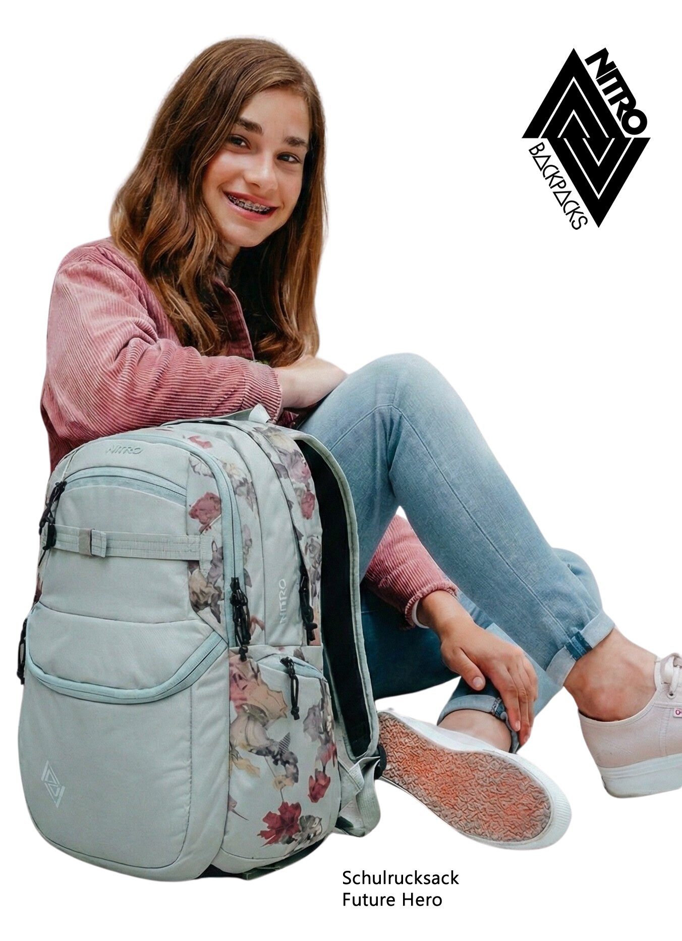 NITRO Schulrucksack Jungen Mädchen Future Hero Schultasche Rucksack (4 Teile Set, inkl. Mäppchen Box, inkl. Sportbeutel, inkl. Trinkflasche), viel Stauraum Laptopfach 2 Hauptfächer Daypack Auswahl rmtf