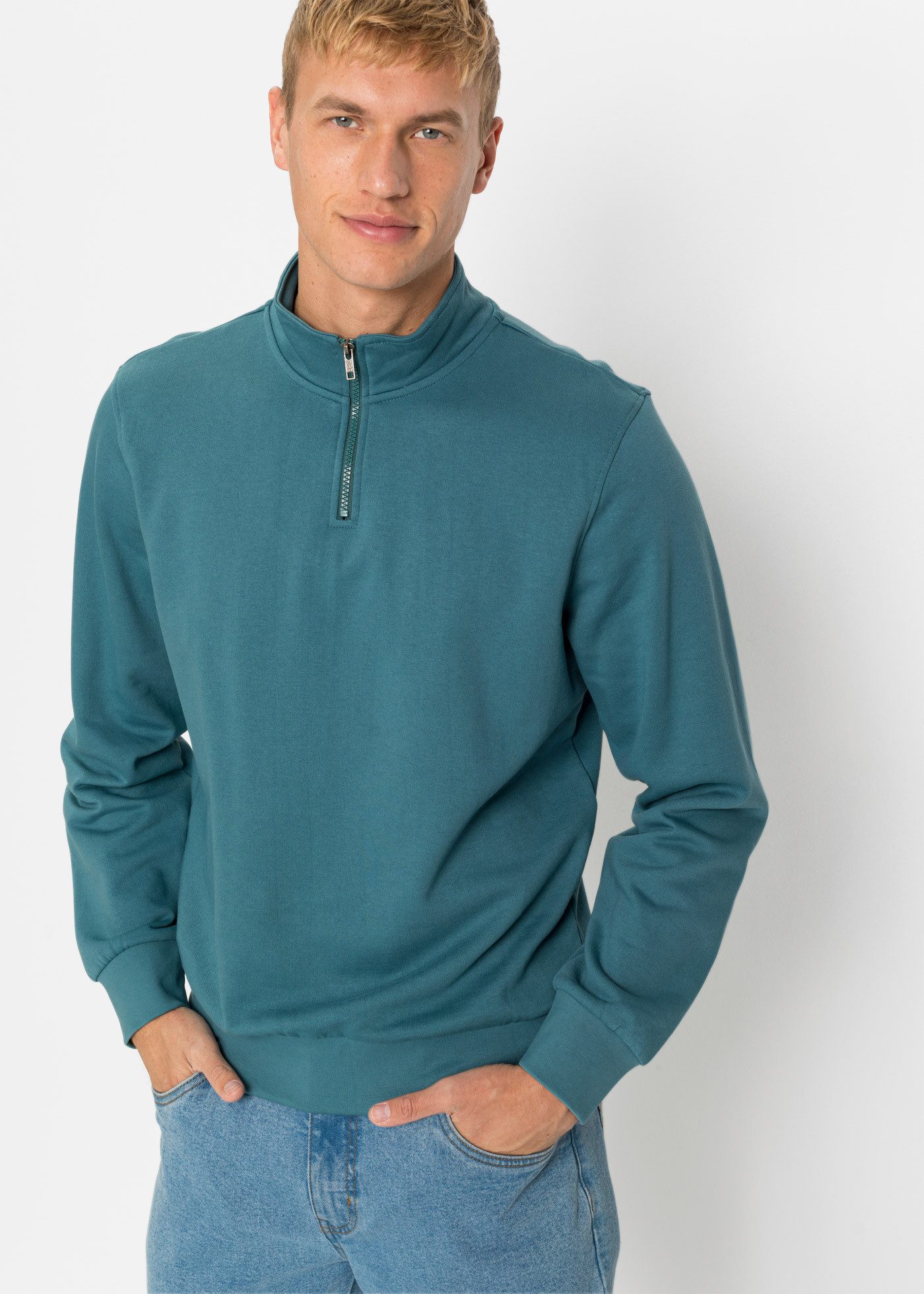 bonprix Sweatshirt Sweatshirt mit Troyerkragen günstig online kaufen
