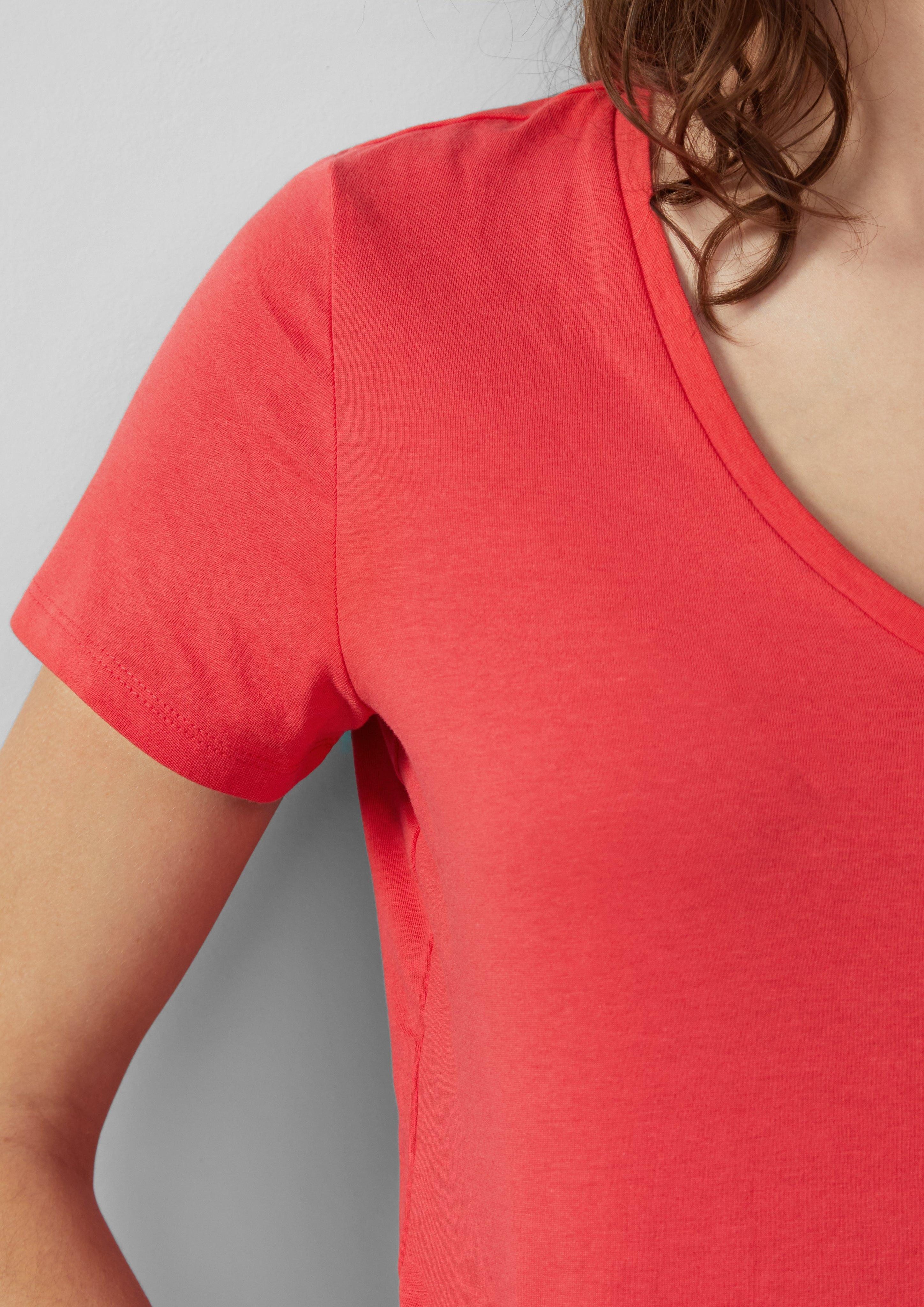 QS Kurzarmshirt Jerseyshirt mit V-Ausschnitt günstig online kaufen