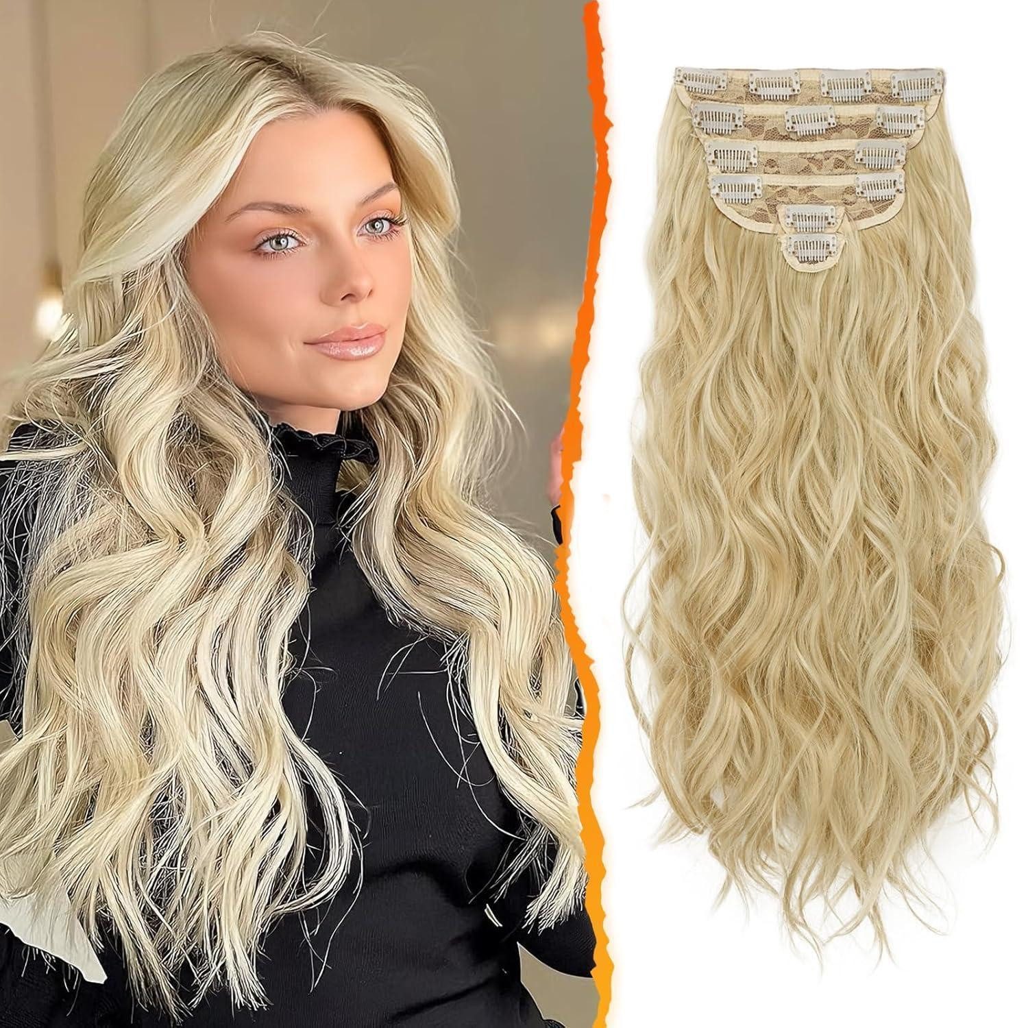 LuxusKollektion Kunsthaar-Extension Clip in Haarverlängerung 6-teilig Blond 50cm für Damen