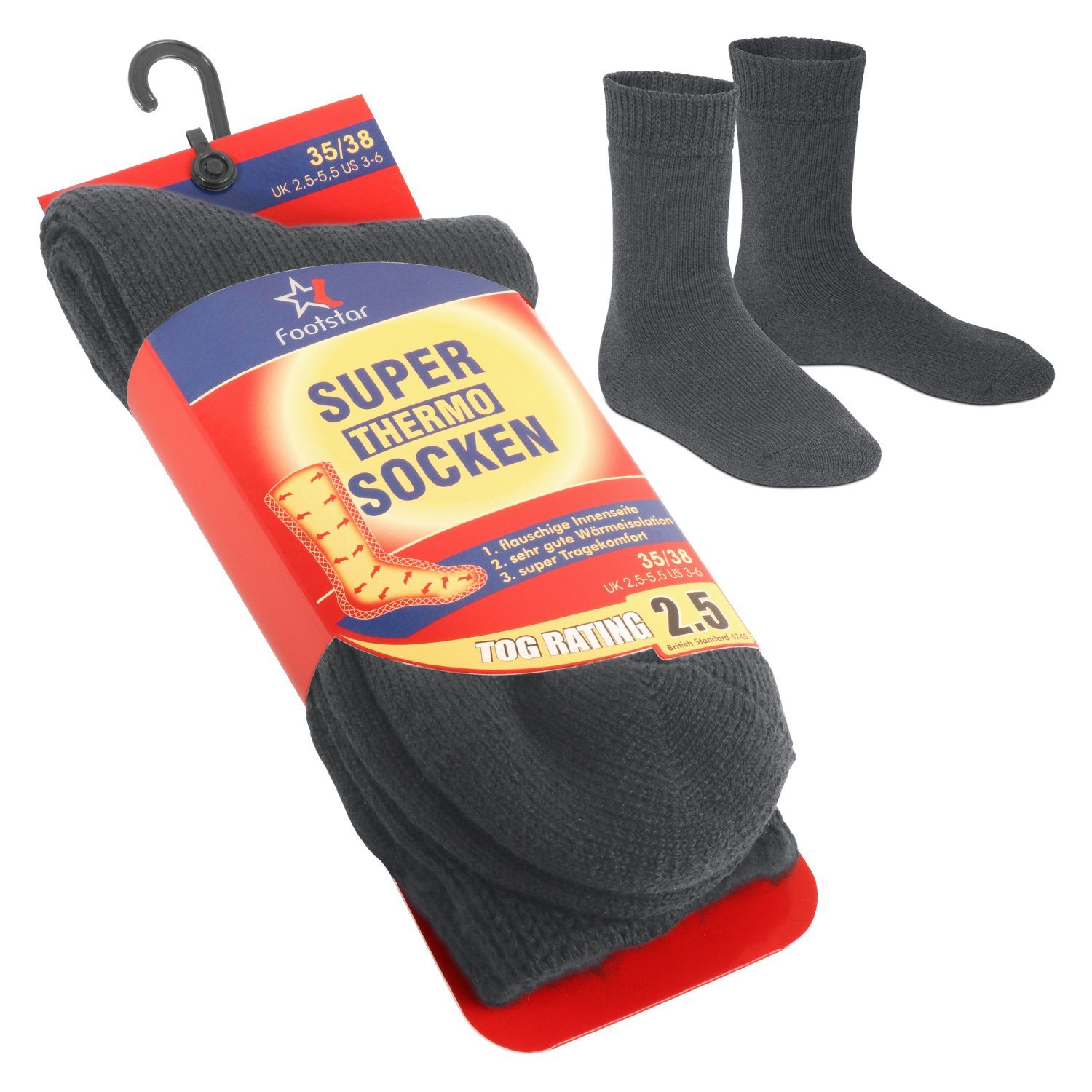 Footstar Thermosocken Damen & Herren Thermo Socken (1 Paar) extra warm Anthrazit