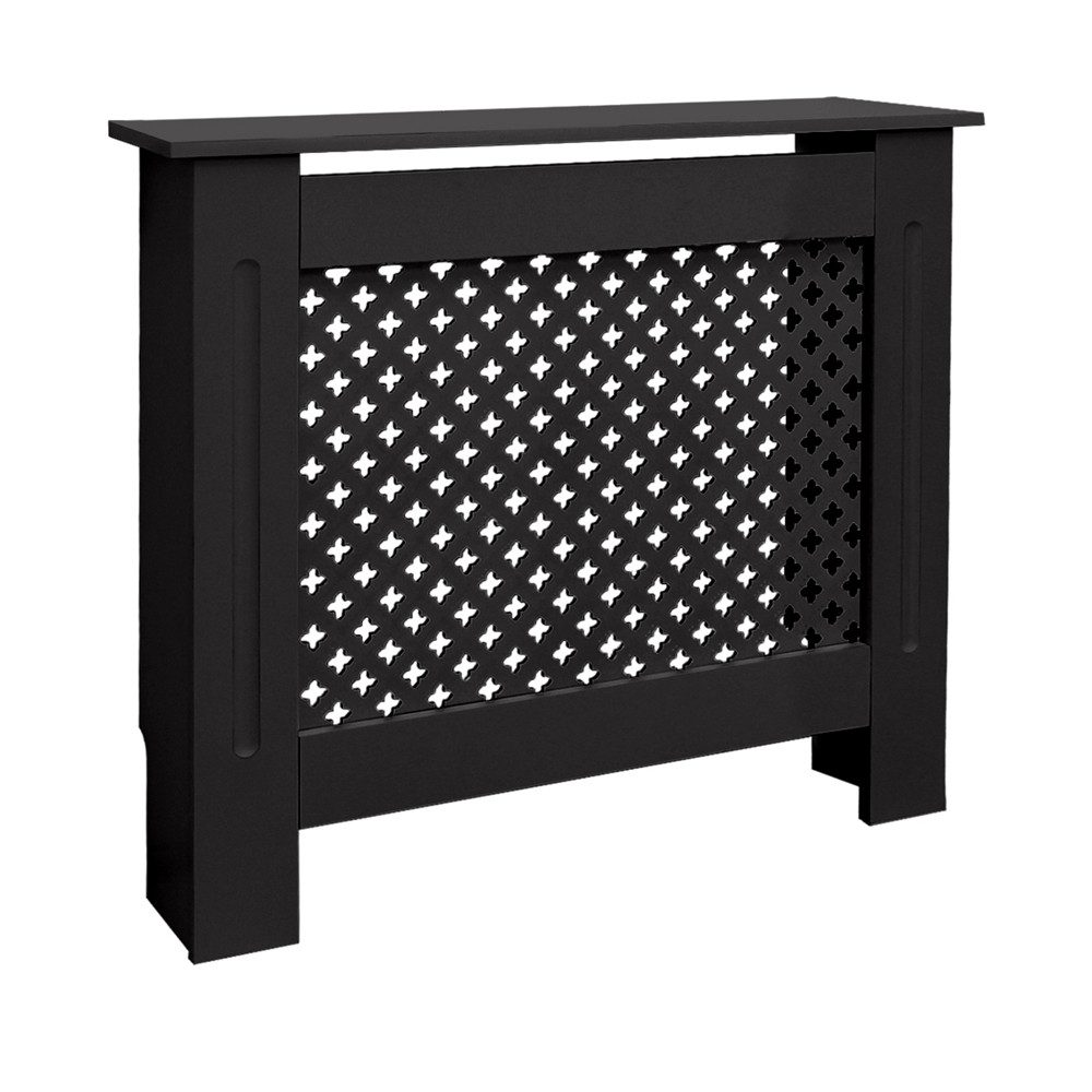 ML-DESIGN Heizungsverkleidung Heizkörperabdeckung aus Holz Heizkörperverkleidung für die Heizung, Zubehör für Heizkörper, Heizungsabdeckung lackiert Wabenmuster 78x19x82 cm Schwarz aus MDF