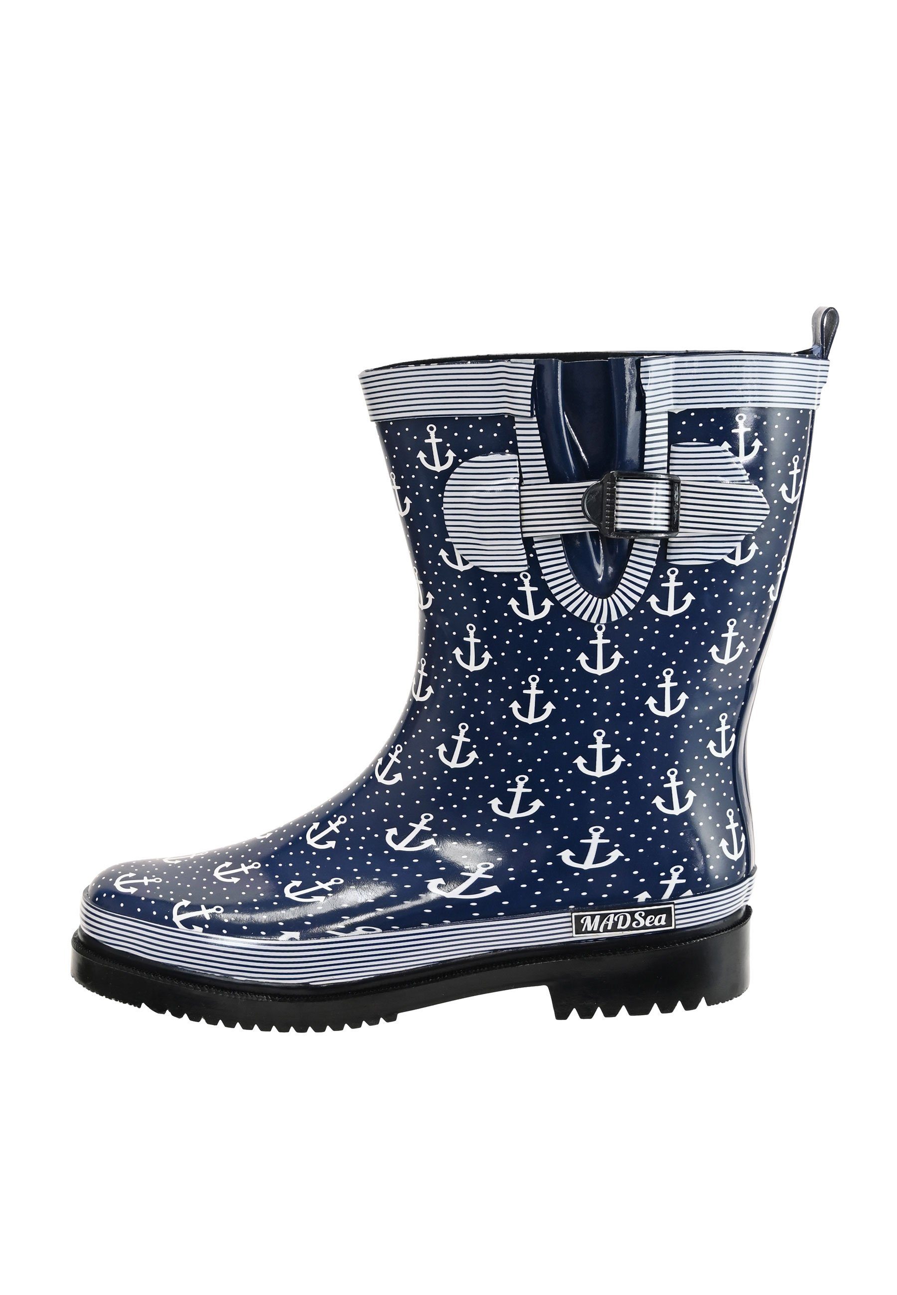 MADSea Anchor Gummistiefel mit dekorativer Schnalle und Dehnfalte