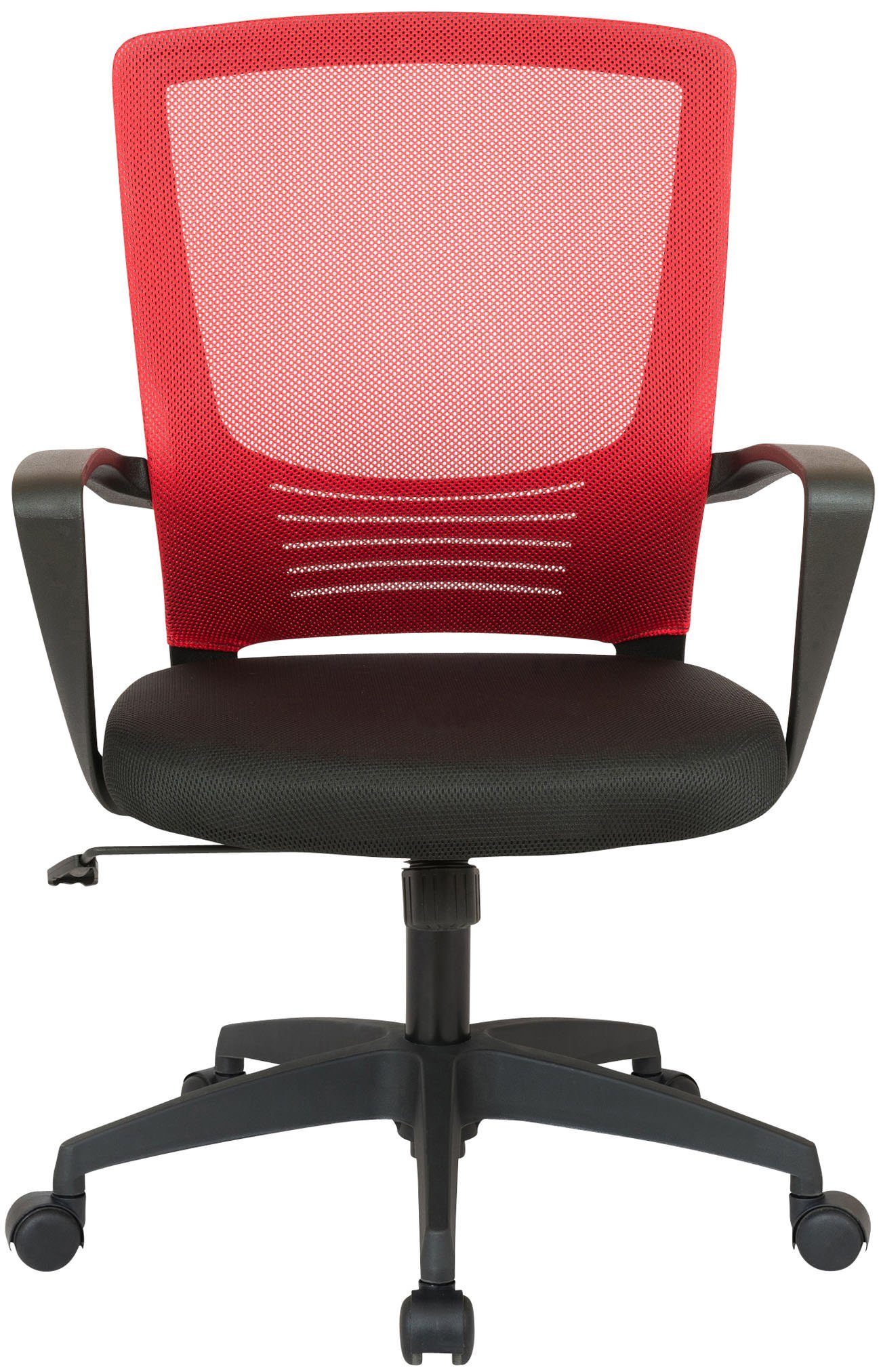 Schreibtischstuhl schwarz/rot höhenverstellbar drehbar Kampen, CLP und