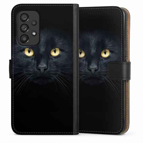 DeinDesign Handyhülle Katze Auge schwarz Tom Cat, Samsung Galaxy A53 5G Hülle Handy Flip Case Wallet Cover
