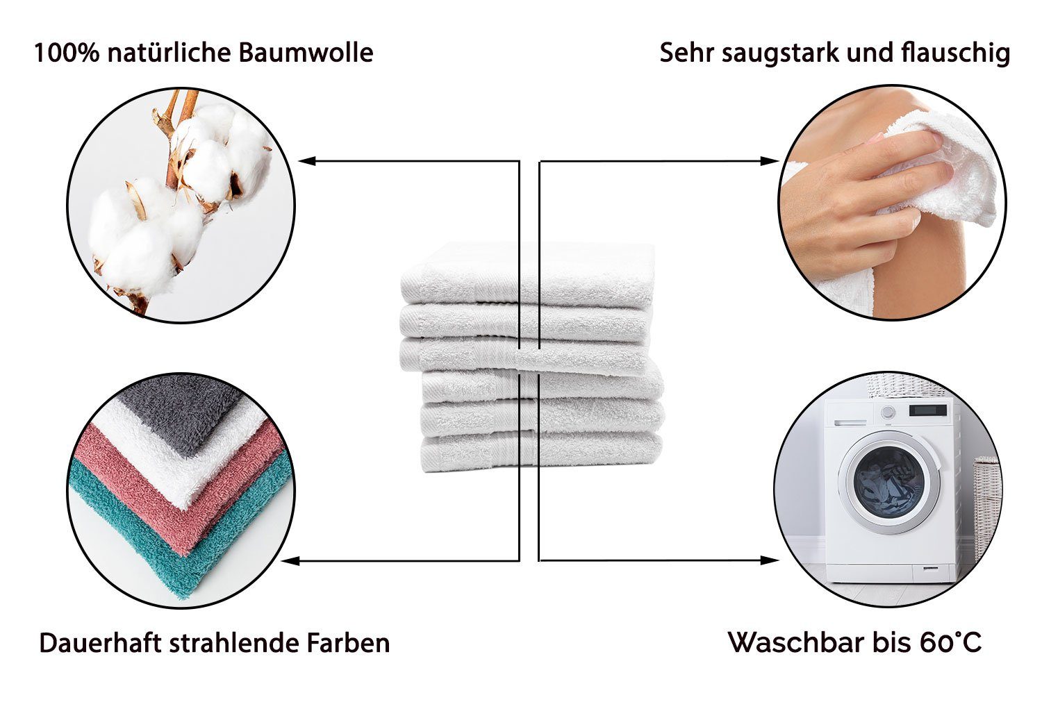 ZOLLNER Handtücher, 70 50 100% x vom weiß Hotelwäschespezialisten Baumwolle, (6-St), Walkfrottier cm