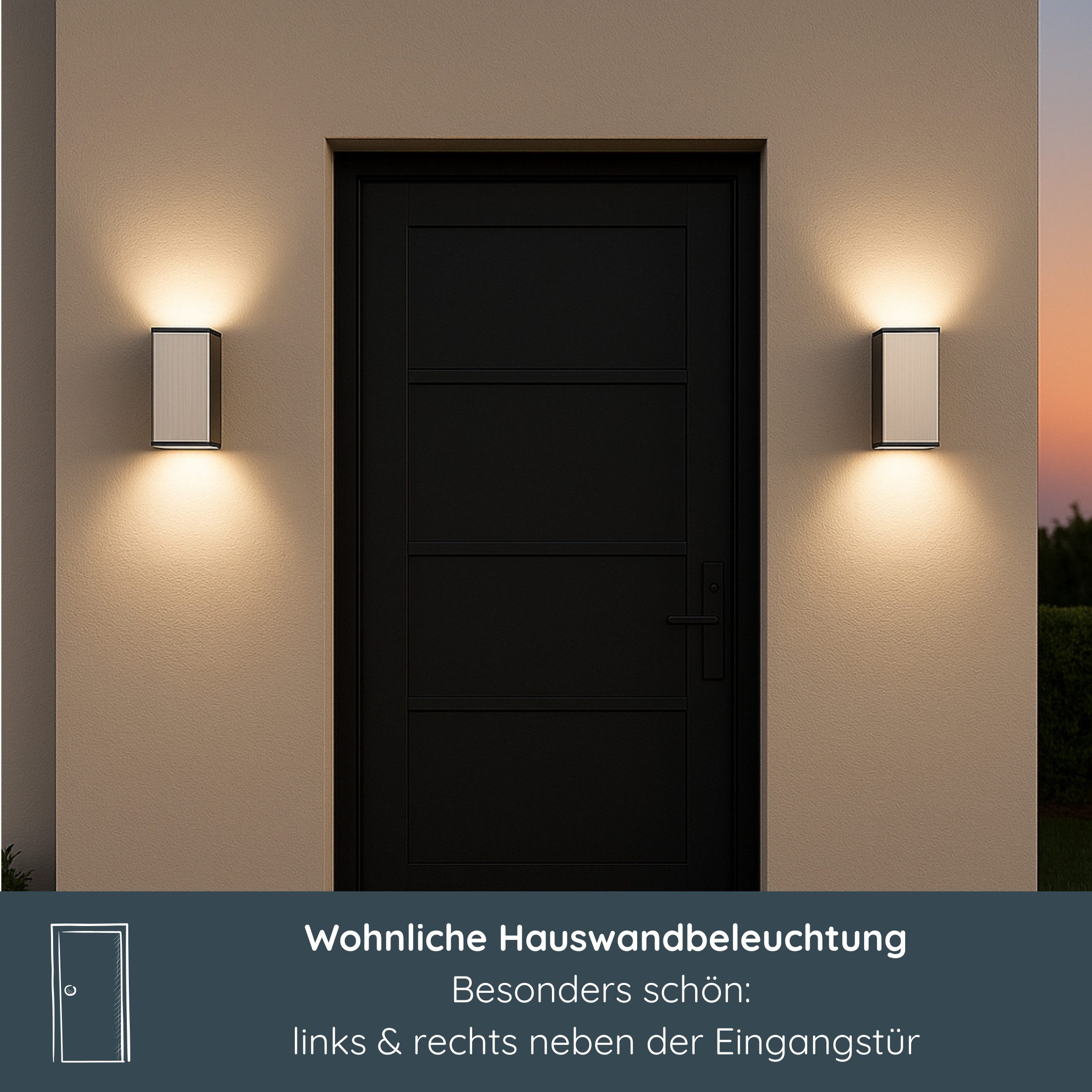 MeLiTec LED Wandleuchte LED Wand-Außenleuchte eckig 146 Edelstahl matt, Warmweiß, Up & Down-Leuchte, Edelstahl, Wandlampe eckig, Indoor Outdoor, IP44