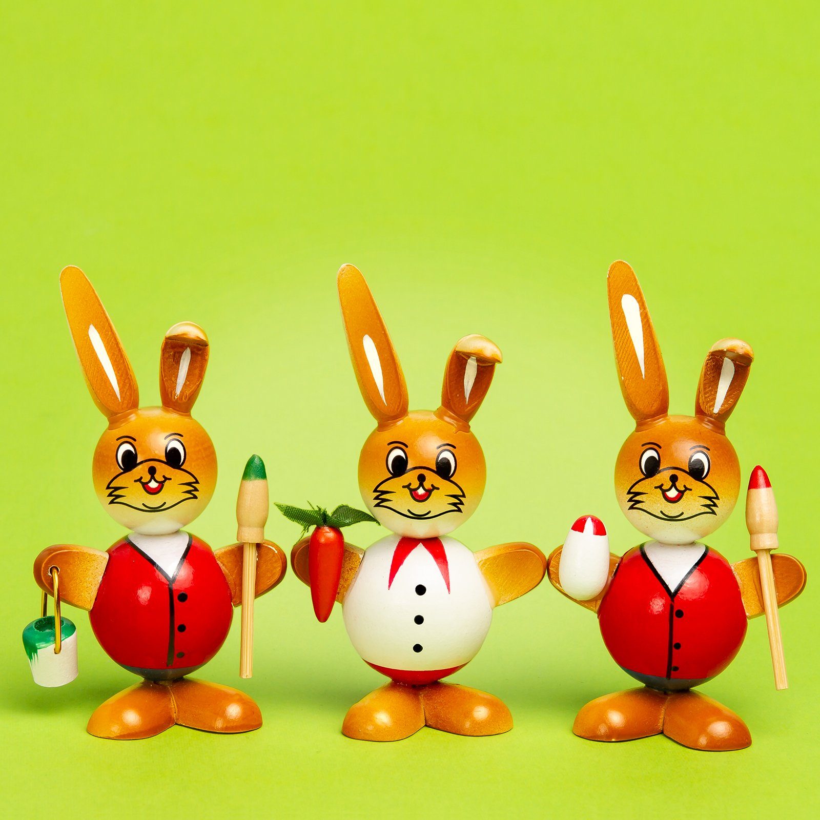 SIKORA Osterhase 3er Set Deko Figuren aus Holz farbenfrohe Osterdeko H: 9 c günstig online kaufen