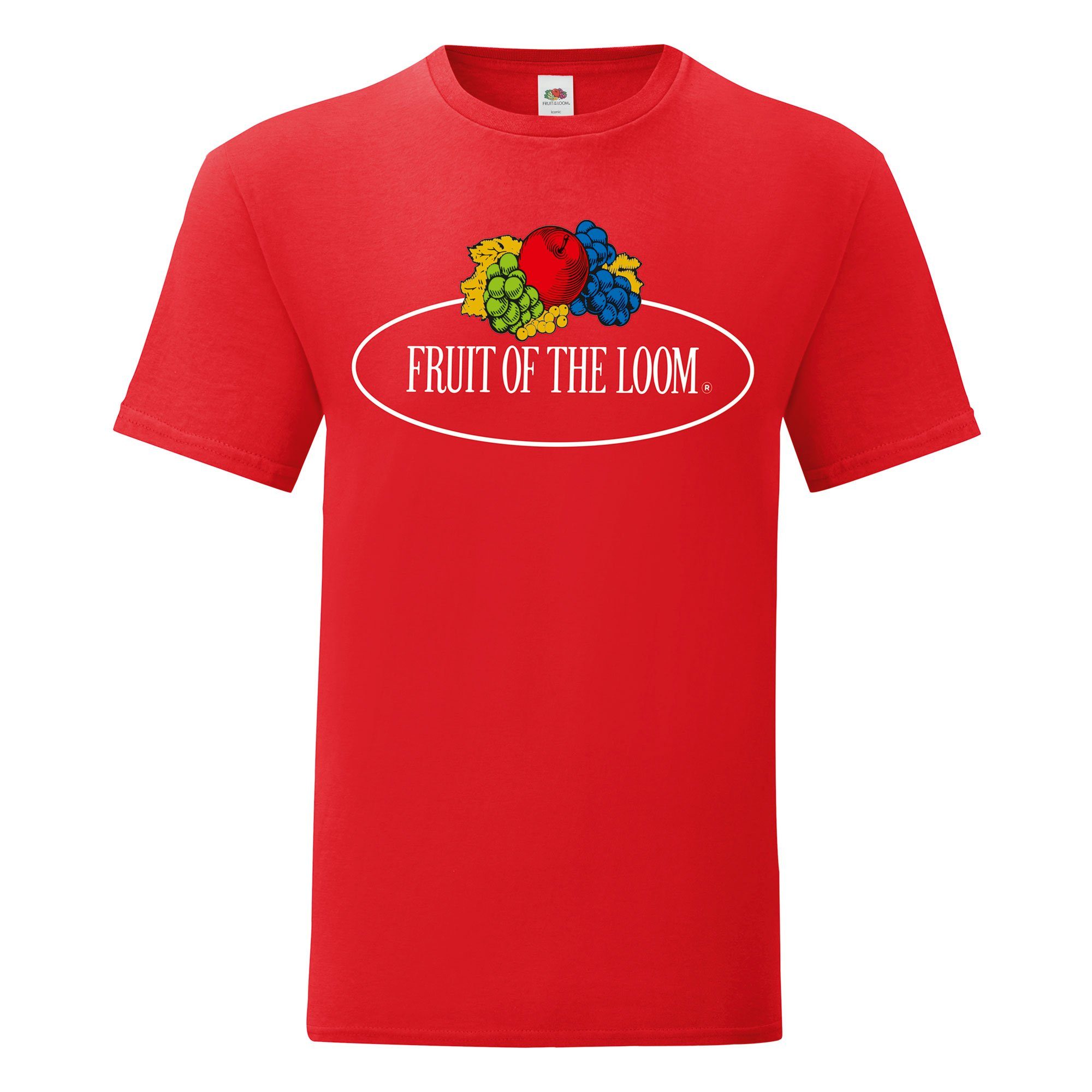 Restposten Fruit of the Loom Rundhalsshirt - 150 T-Shirt rot Vintage-Logo Iconic groß