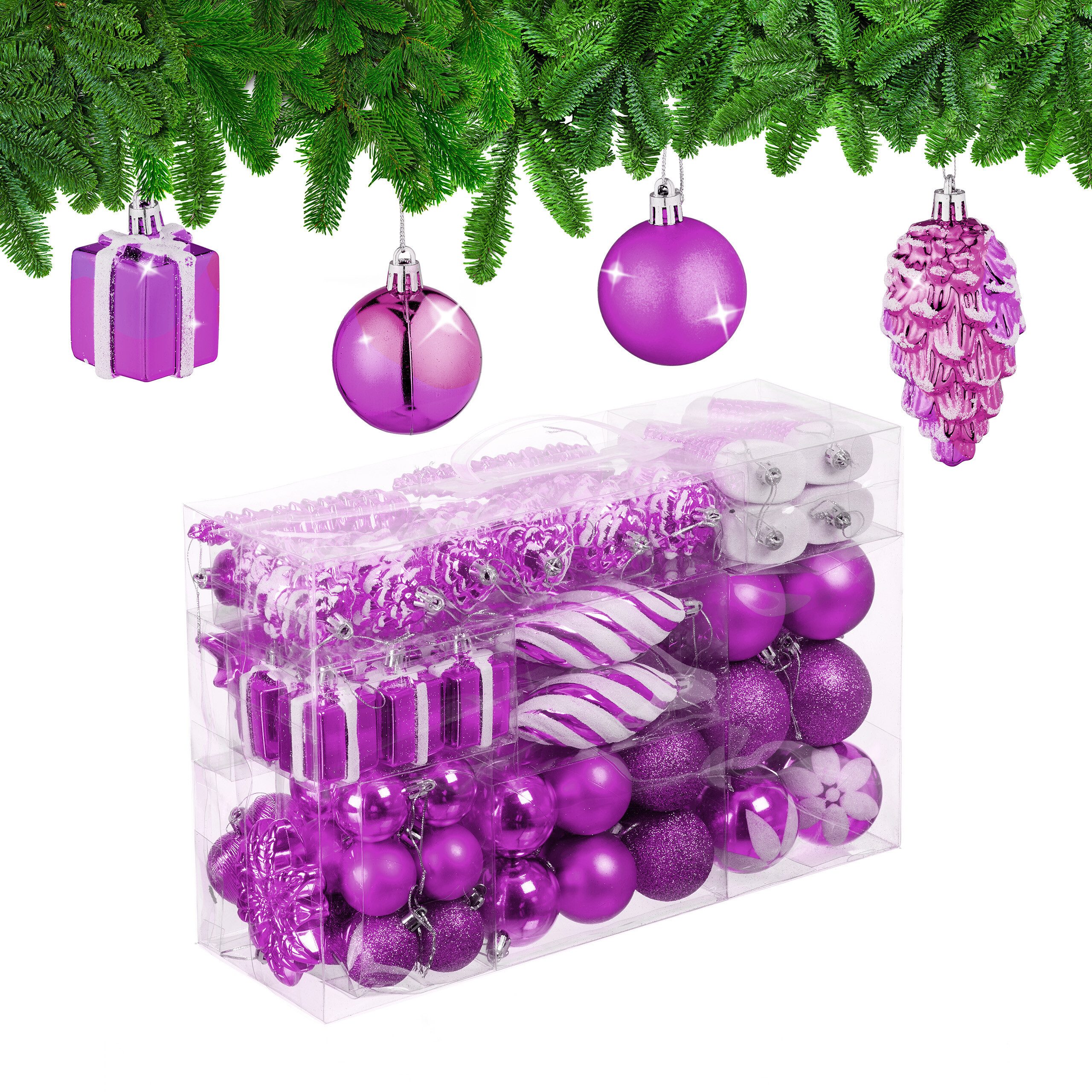 relaxdays Weihnachtsbaumkugel Weihnachtskugeln im 72er Set, günstig online kaufen