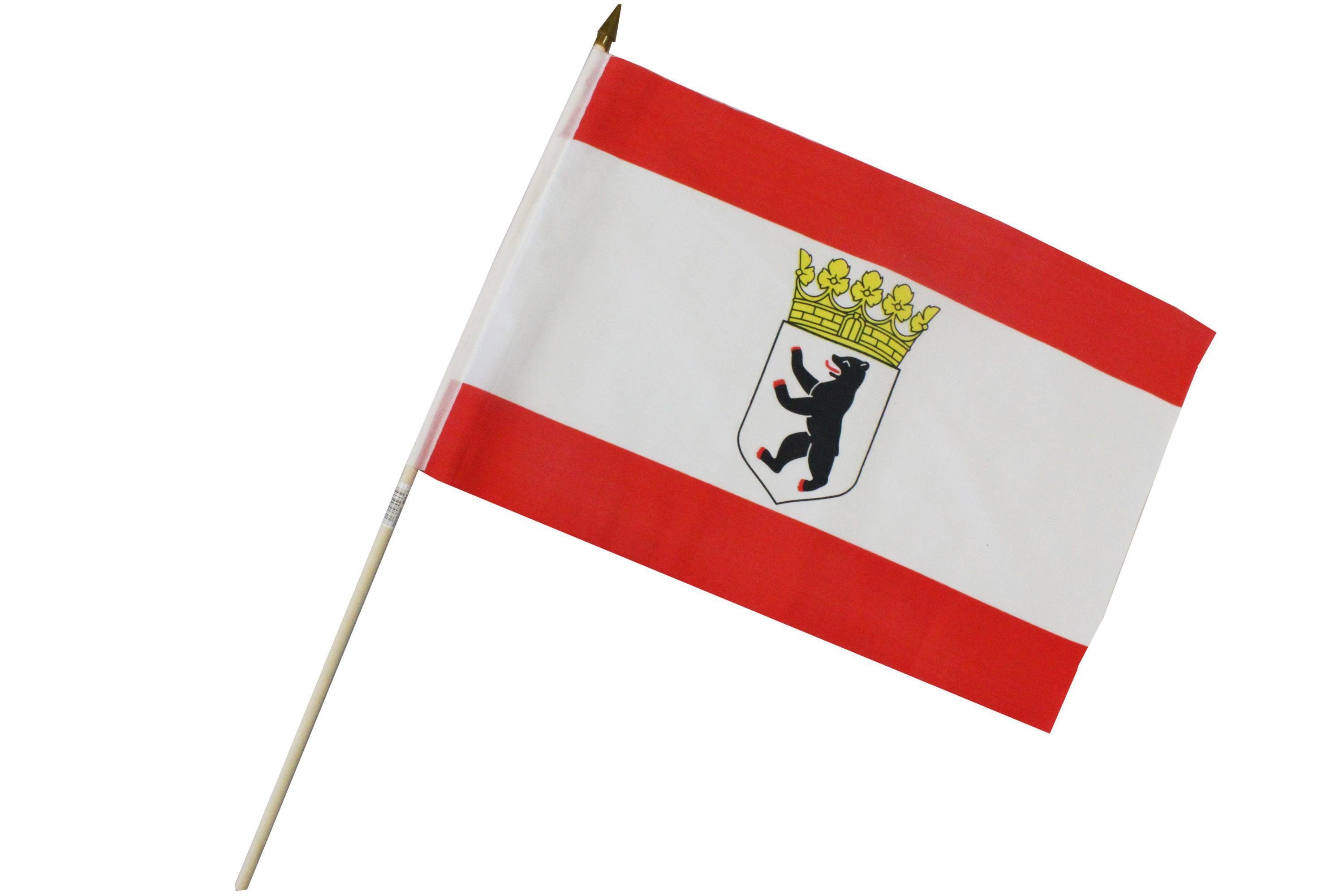 ELLUG Flagge Fahne Flagge 30 x 45cm mit Holzstab Höhe 60cm Handfahne Stockflagge Banner Fan Berlin