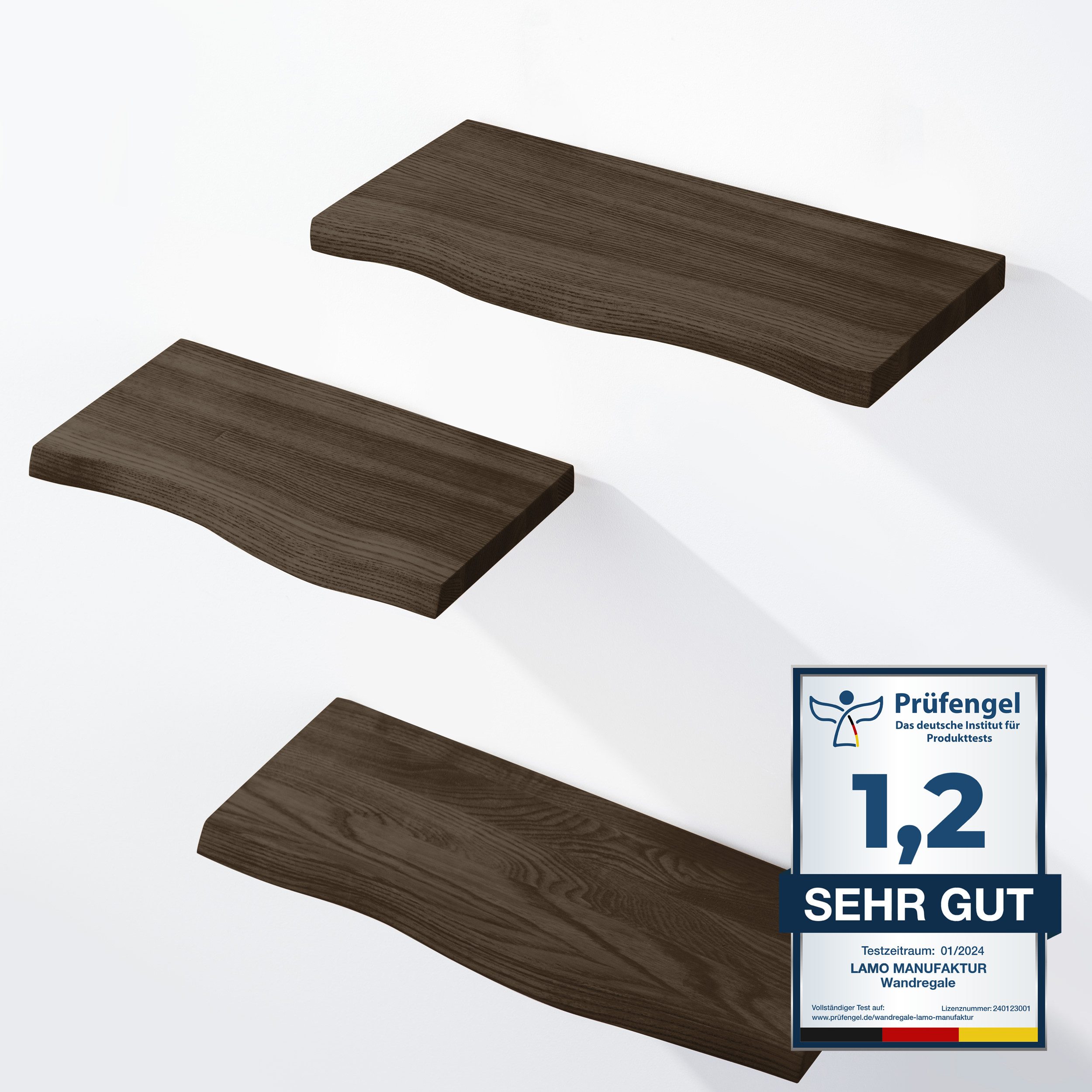 LAMO Manufaktur Wandregal LAMO Manufaktur 3 Stück Wandregal aus Holz 42/36/ günstig online kaufen