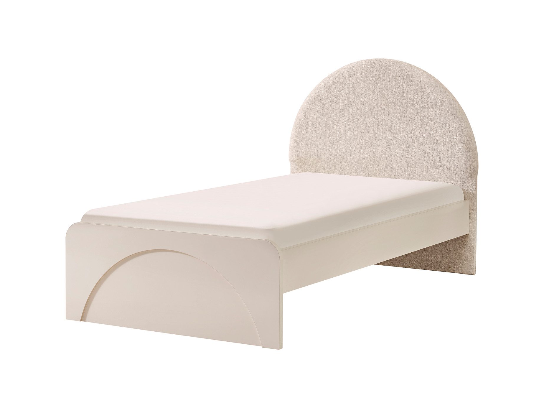 Möbel-Zeit Kinderbett LOUIS – Gepolstertes Kopfteil in Cremeweiß – In 2 Größen erhältlich