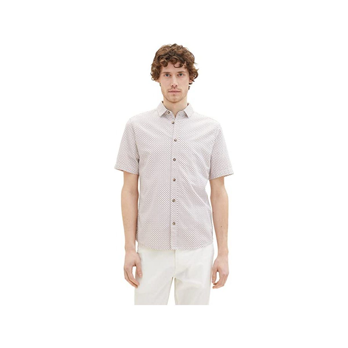 TOM TAILOR Kurzarmhemd offwhite (1-tlg., keine Angabe) Off White Red minimal design 31793