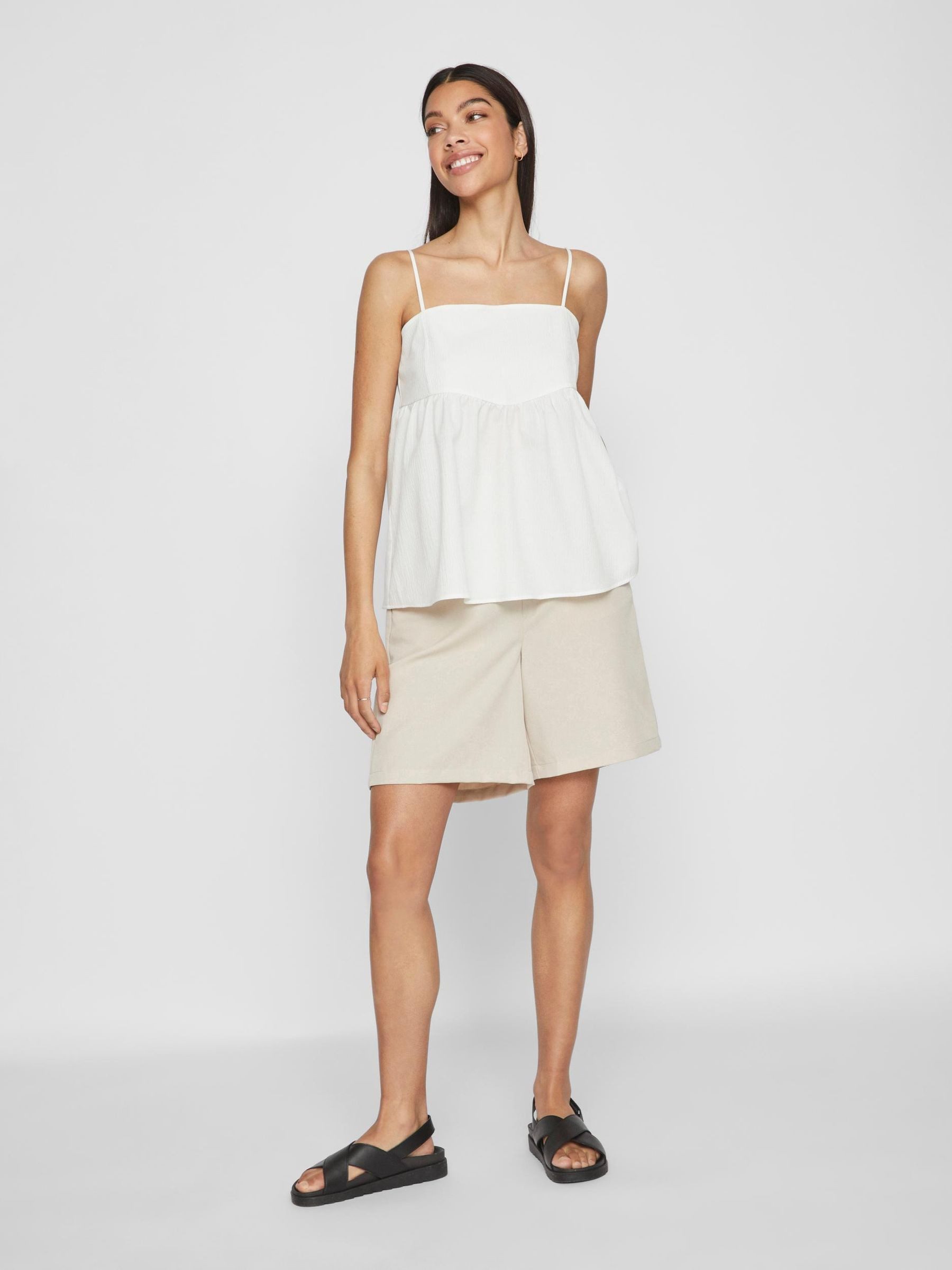 Vila Shirttop Babydoll Trägertop mit Strukturgewebe VIKADIA für Damen VIKADIA STRAP TOP