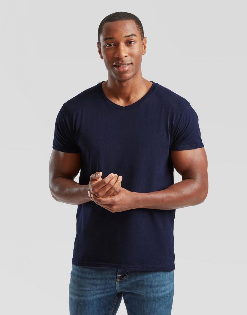 Fruit of the Loom V-Shirt Herren Shirt Iconic 150 V Neck T, ringgesponnene Baumwolle