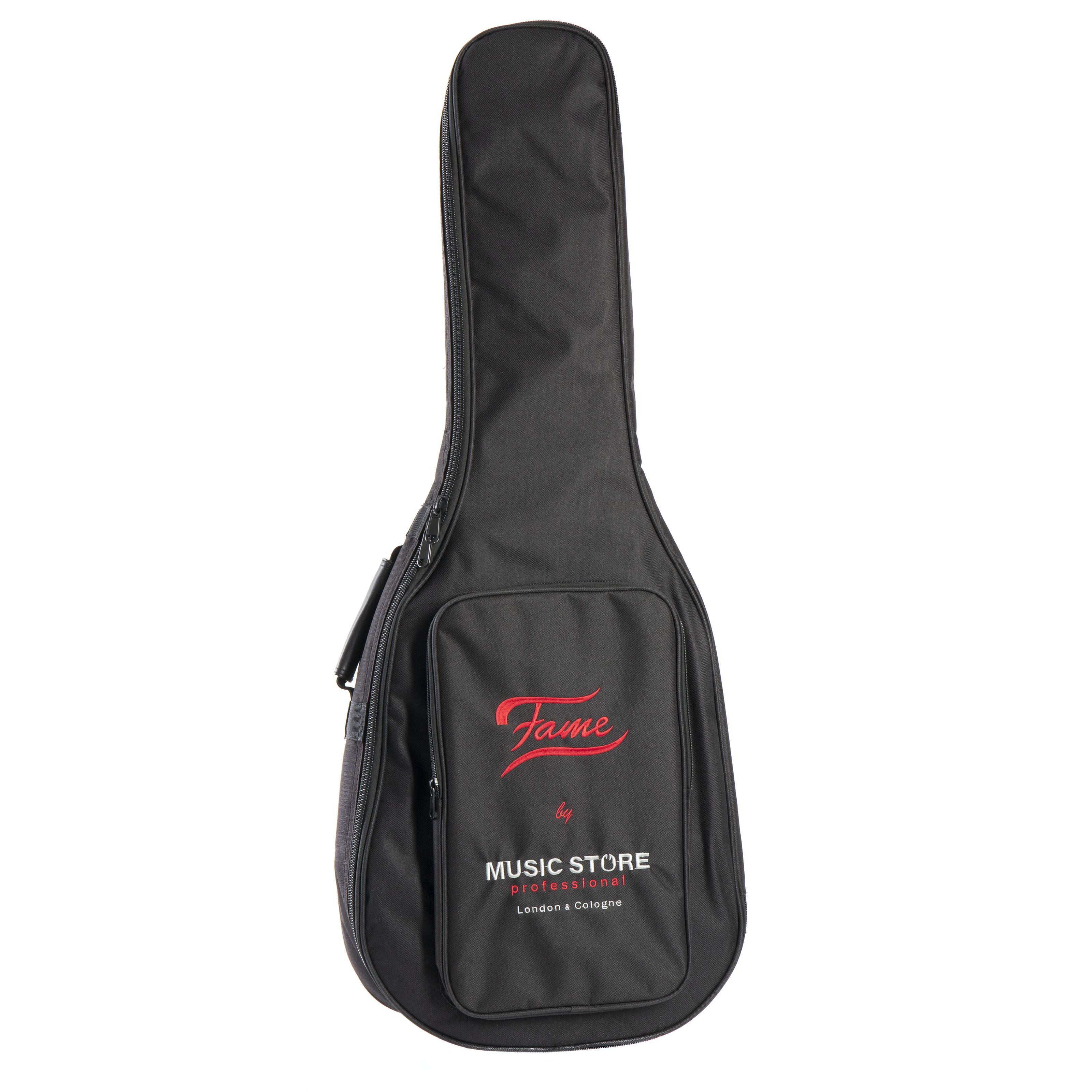 FAME Gitarrentasche (Gigbag Classic Guitar Basic 4/4 Wetterfeste Konzertgitarren-Tasche Rucksackgarnitur 10mm Polsterung Zubehörfach Namensschild-Fach Schwarz/Rot, Gitarrenkoffer und Gitarrentaschen, Gitarrentasche Konzertgitarre), Gigbag Classic Guitar,