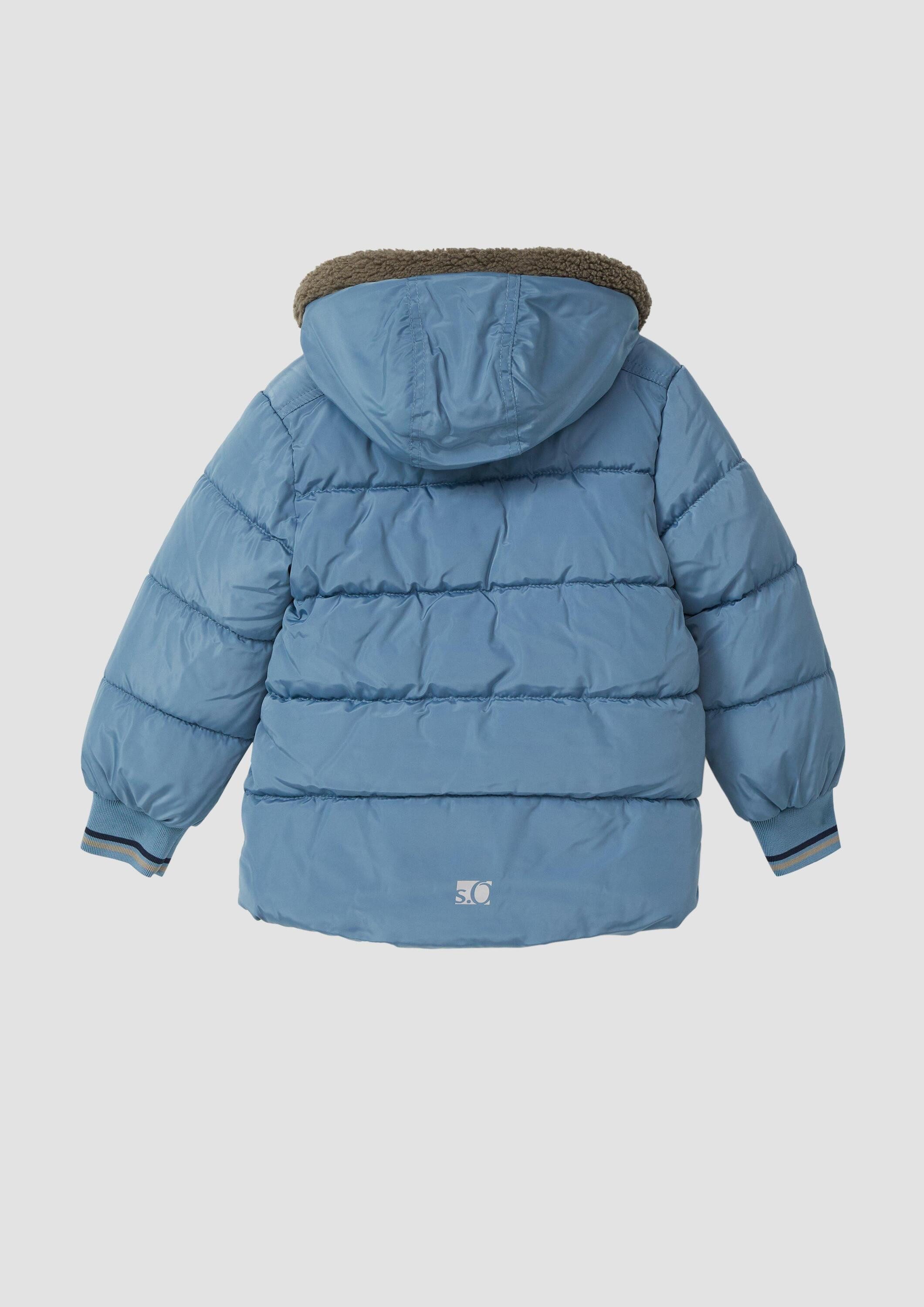 s.Oliver Winterjacke Outdoor-Jacke Steppjacke mit Fleece-Futter und abnehmbarer Kapuze