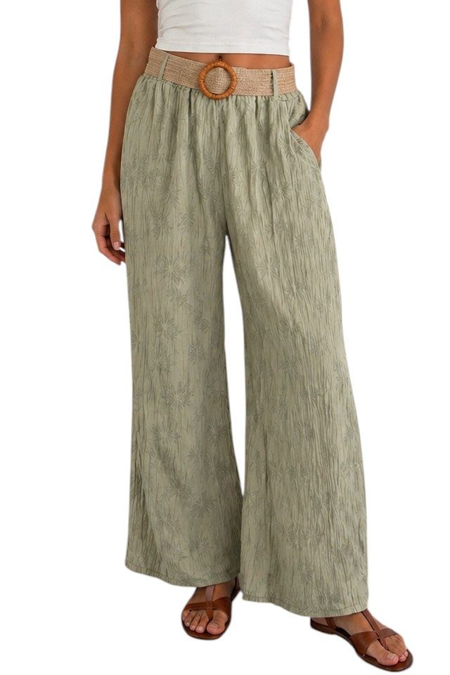 Mississhop Palazzohose Damen Palazzo Hose mit weitem Bein und elastischem Bund mit Gürtel S/M