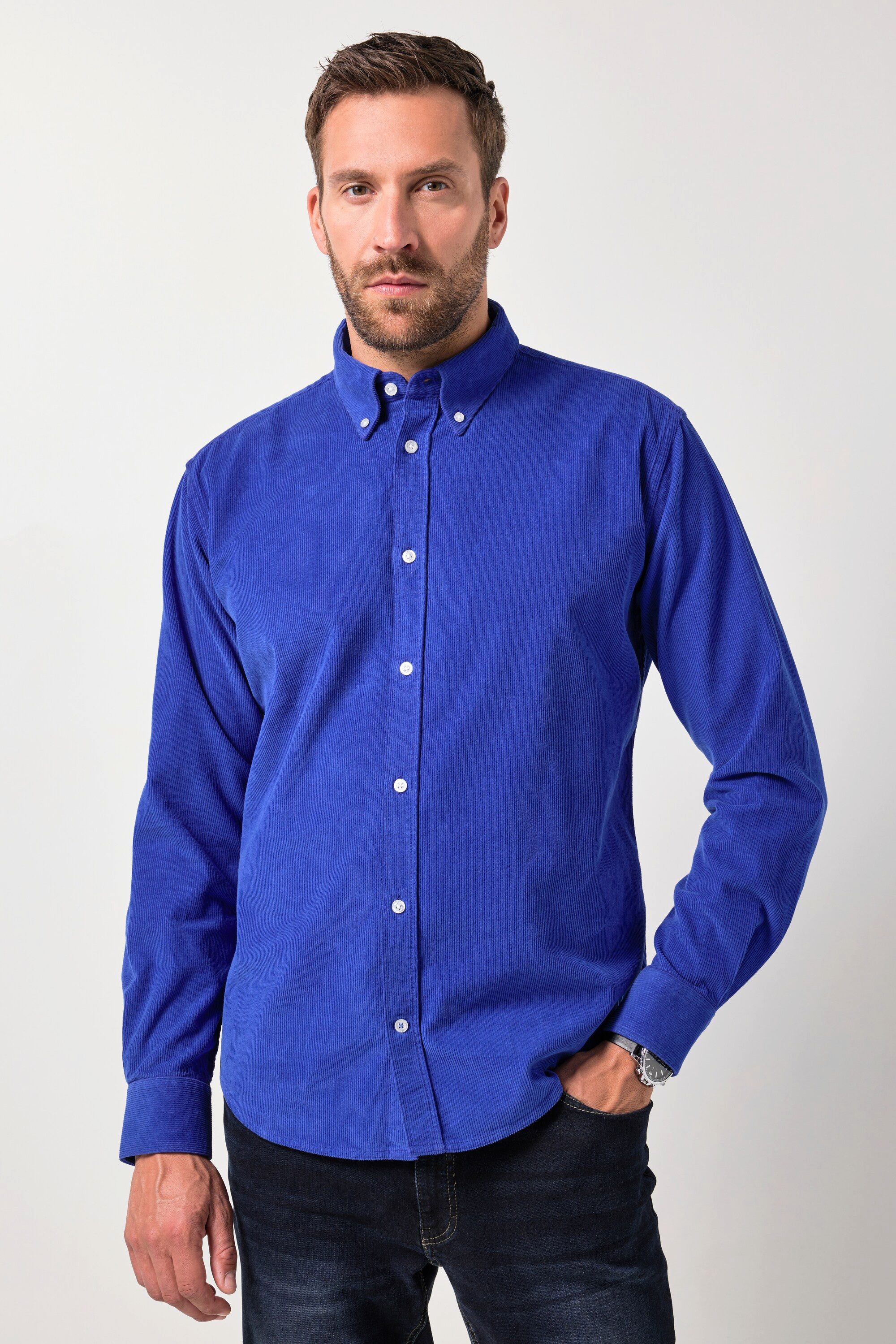 Businesshemd Cordhemd Langarm Buttondown-Kragen Modern Fit