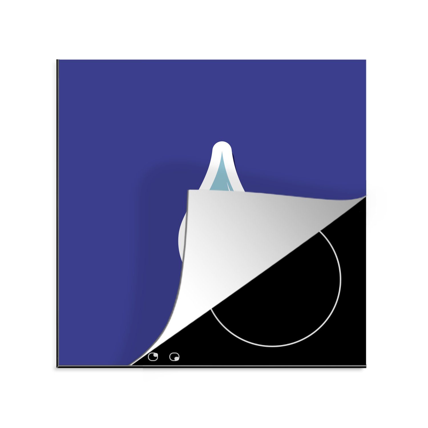 MuchoWow Herdblende-/Abdeckplatte Eine Illustration eines hellblauen Wassertropfens, Vinyl, (1 tlg), 78x78 cm, Ceranfeldabdeckung, Arbeitsplatte für küche