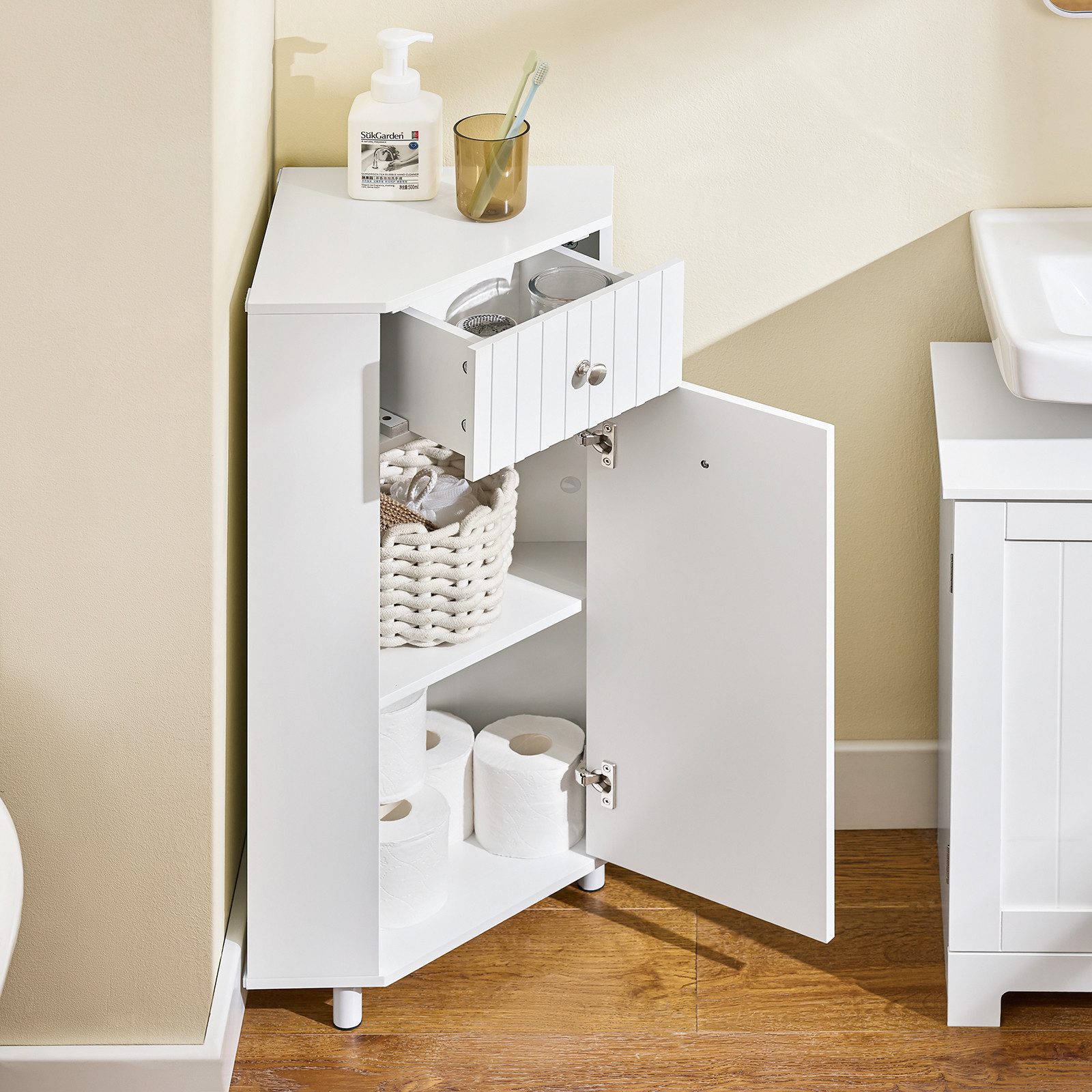 SoBuy Midischrank BZR194 Badkommode Aufbewahrungsschrank schmal günstig online kaufen