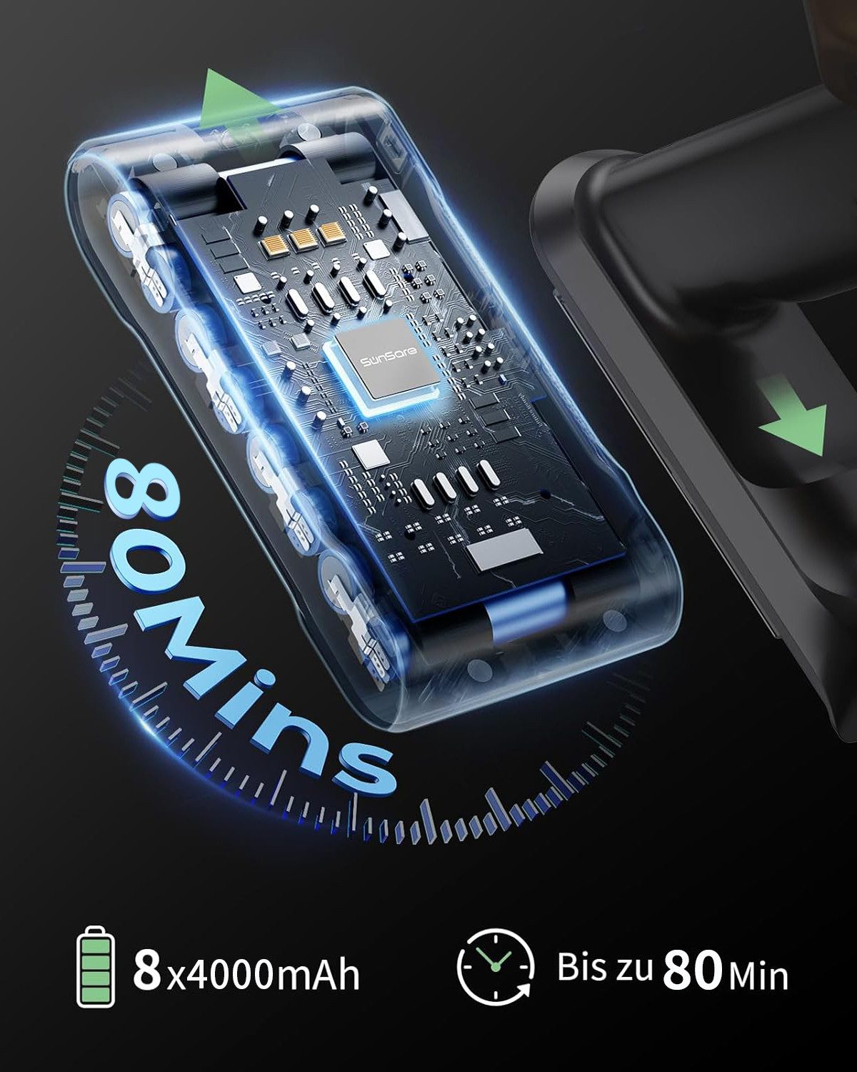 FOSMET Akku-Hand-und Stielstaubsauger Akku Staubsauger 85000Pa 750W 80min, 2,6L Staubbehälter, OLED Display, 750 W, 2.6L, Kabelloser Stabstaubsauger mit 11-Stufen-Filter, 50dB leise, für Böden