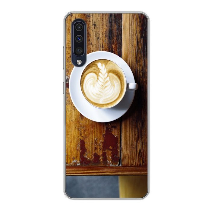 MuchoWow Handyhülle Eine Luftaufnahme eines Cappuccinos Handyhülle Samsung Galaxy A30s Smartphone-Bumper Print Handy