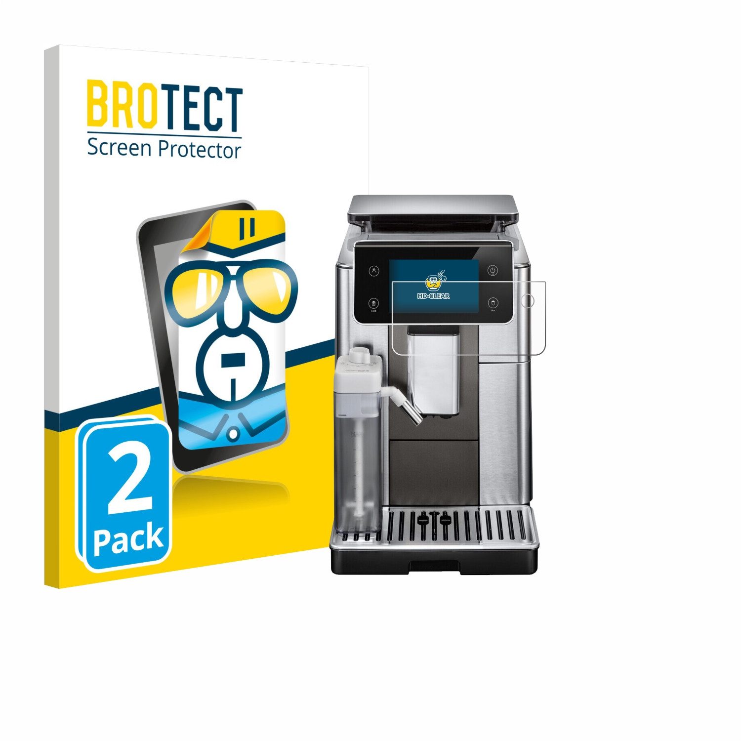 BROTECT Displayschutzfolie Schutzfolie für DeLonghi PrimaDonna Aromatic ECAM630.75.TSM, 2 Stück, Displayschutz Schutz Folie Klar Transparent