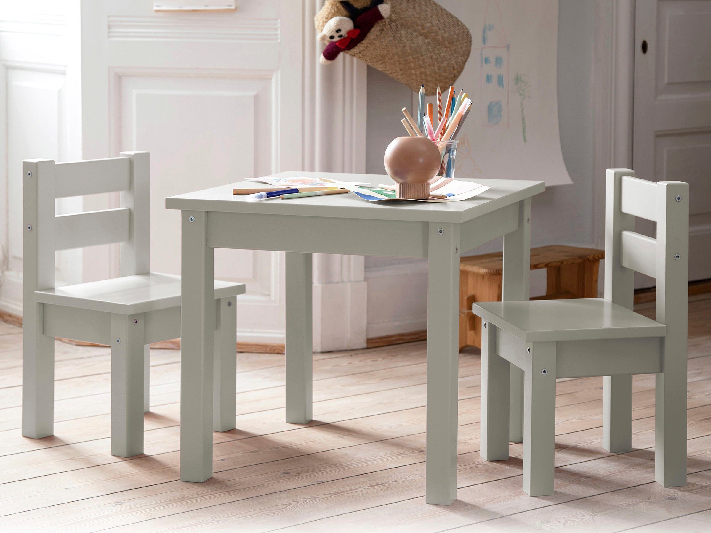 Hoppekids Kindersitzgruppe MADS Kindersitzgruppe, (Set, 3-tlg., 1 Tisch, 2 Stühle), in vielen Farben, mit zwei Stühlen
