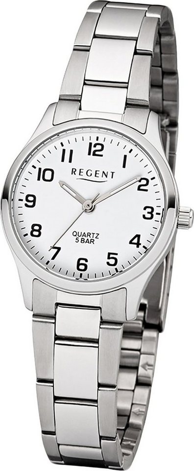 Regent Quarzuhr Regent Edelstahl Damen Uhr 2253410, Damenuhr  Edelstahlarmband silber, rundes Gehäuse, klein (ca. 29mm)