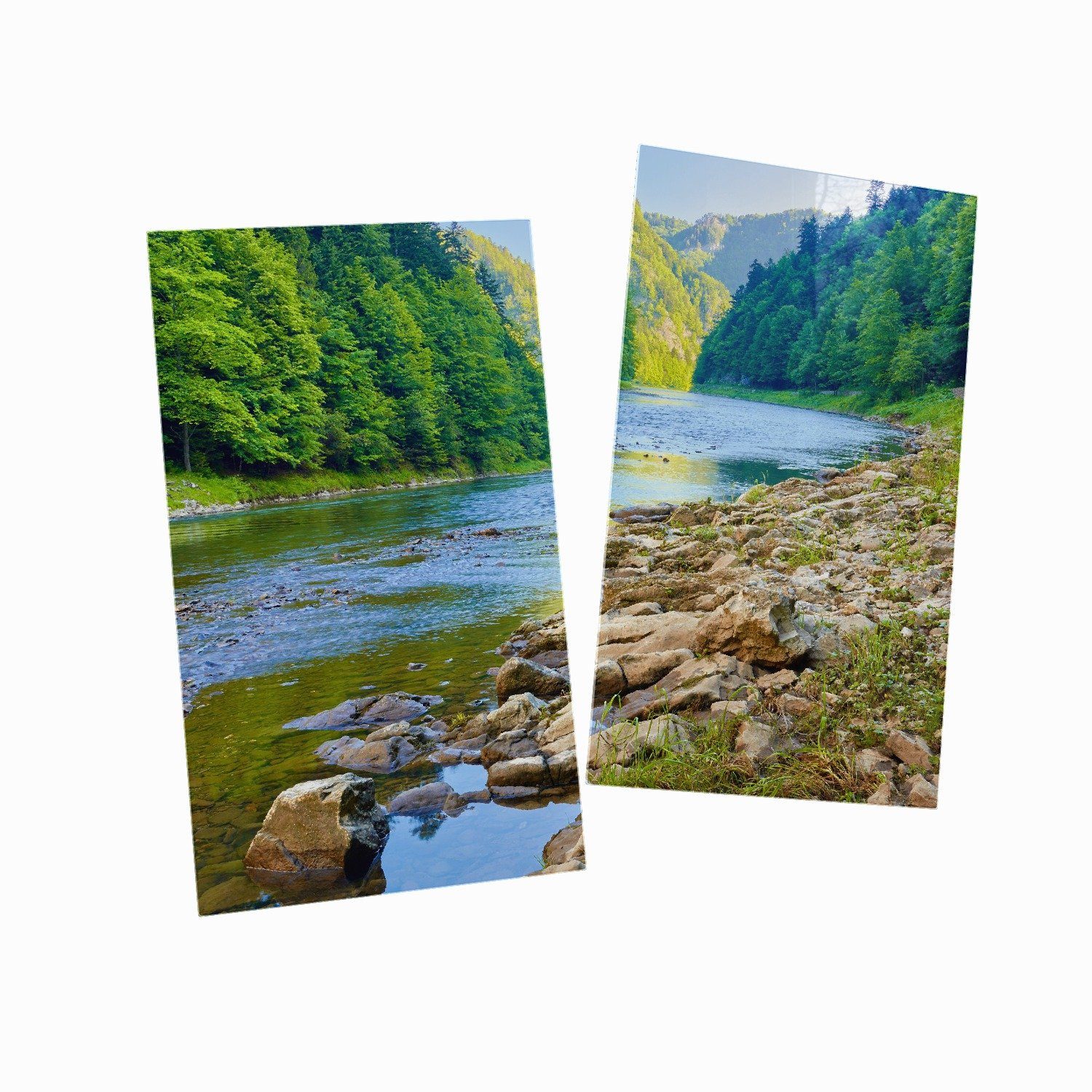 Herd-Abdeckplatte 5mm Wallario Ufer, den Größen steinigem an Noppen), 2 verschiedene Fluss (Glasplatte, inkl. in ESG-Sicherheitsglas, tlg., Bergen
