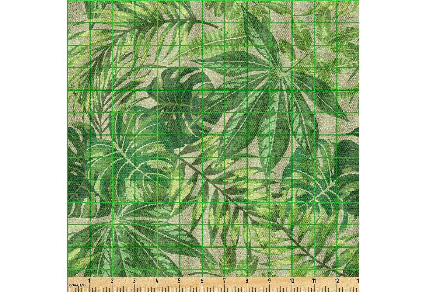 Thumbnail - Abakuhaus Stoff DIY Bastler Stoff für Dekorationszwecke, Grünes Blatt Frischer Dschungel Aloha
