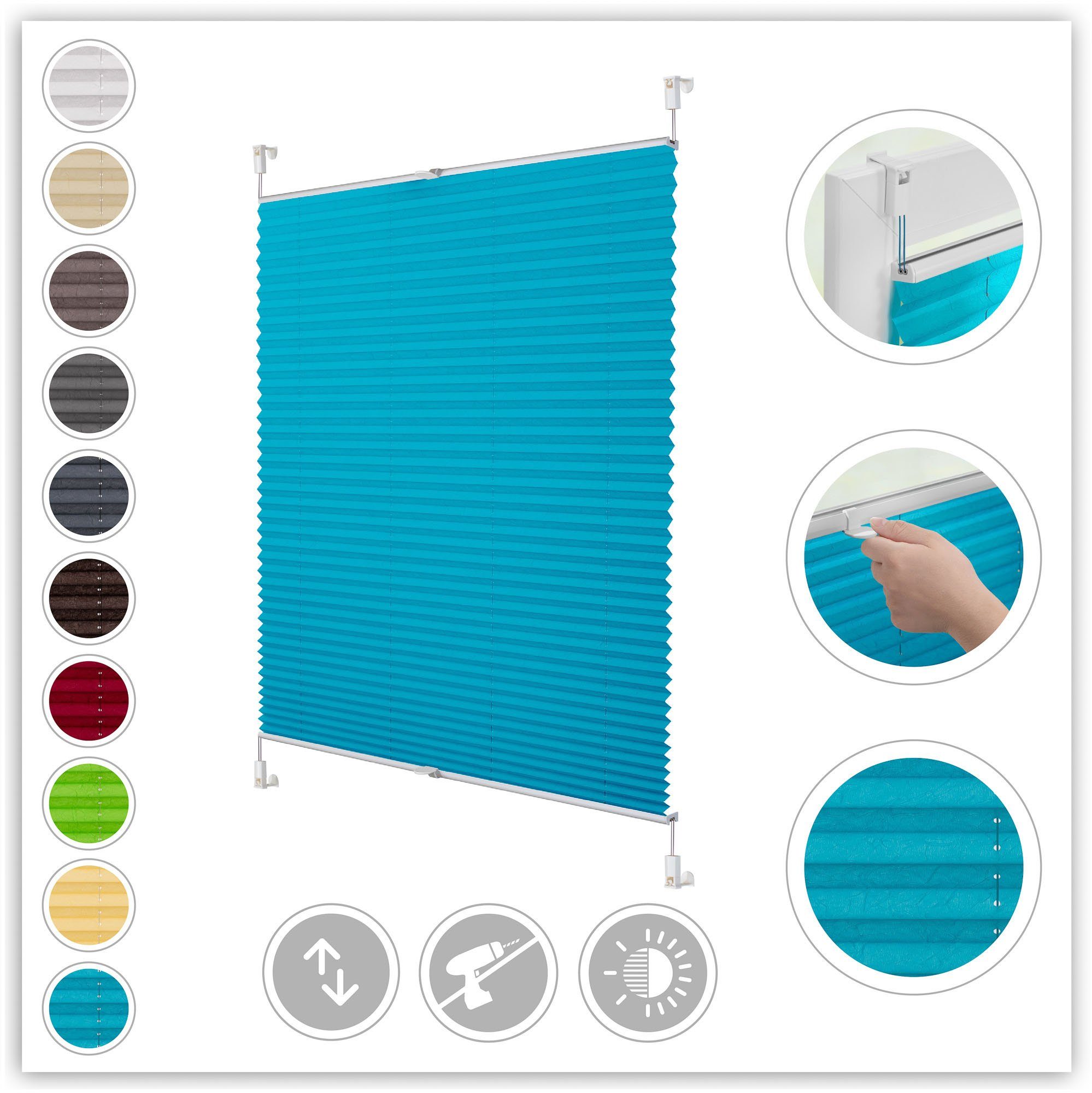 LICHTBLICK ORIGINAL Plissee Klemmfix, Lichtschutz, ohne Bohren, verspannt, günstig online kaufen