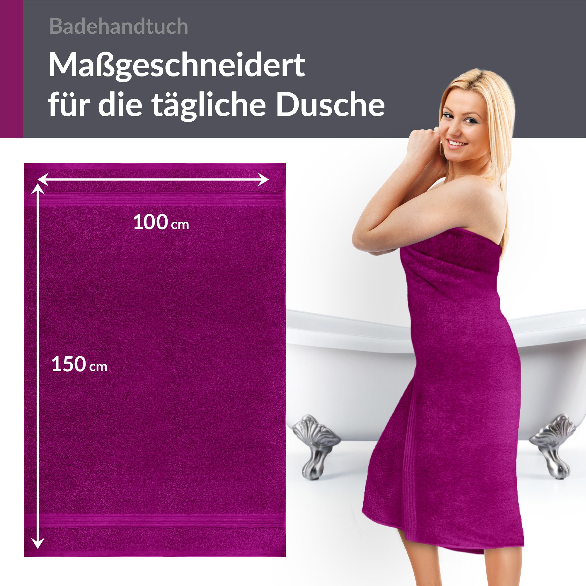 Lashuma Badetuch - Badehandtuch Linz, Frottee (1-St), XXL Handtuch lila 100 günstig online kaufen