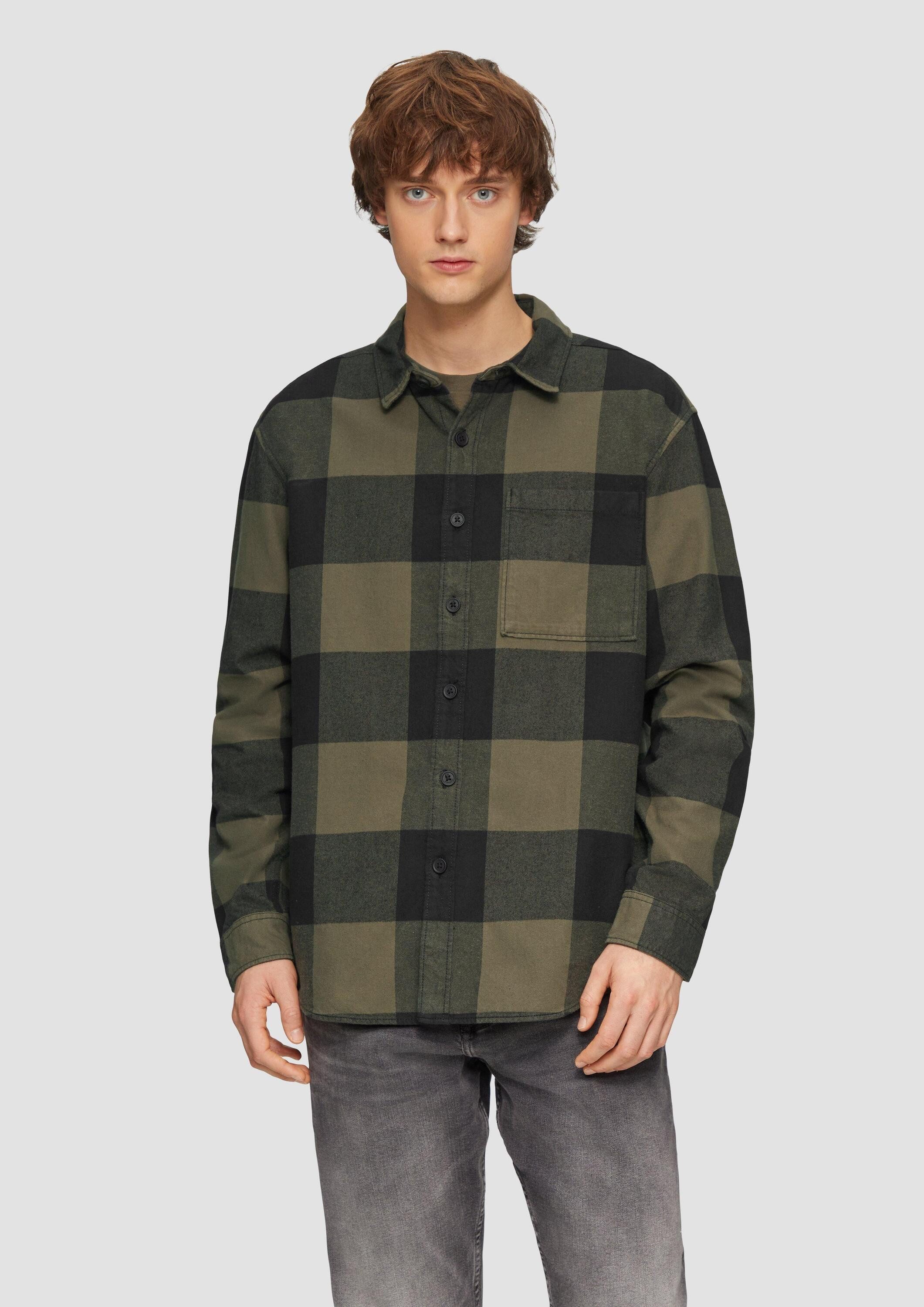 QS Langarmhemd Hemd Relaxed Fit: Flanellhemd günstig online kaufen