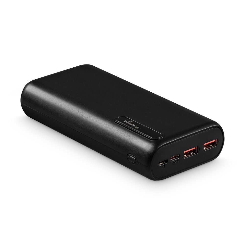 Mediarange Powerbank 20000 mAh Ladegerät USB 2x Typ A und 1x Typ C schwarz Powerbank
