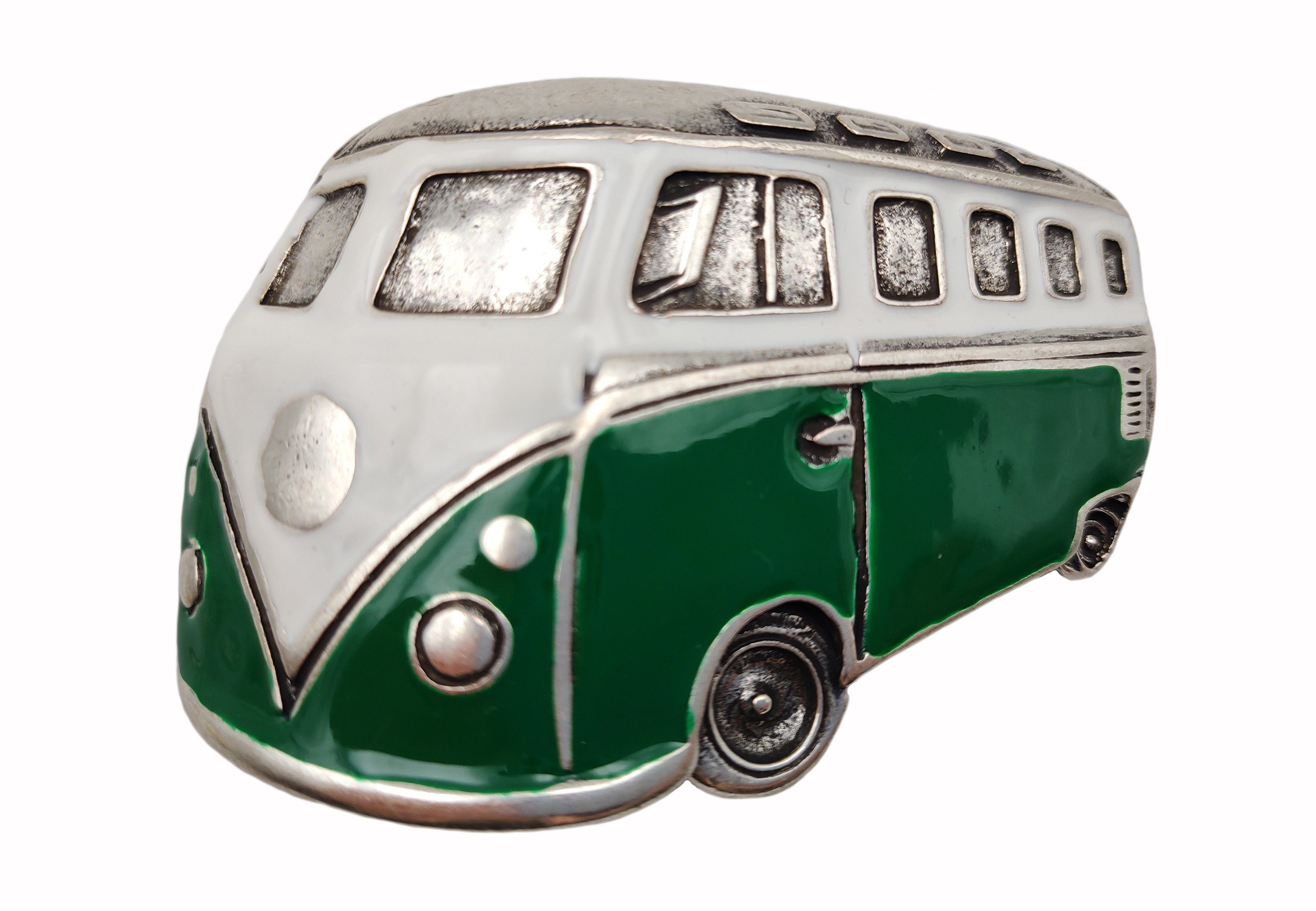 Cassandra Accessoires Gürtelschnalle Wechselschnalle Gürtelschließe Buckle "Bus" im angesagten Retro-Design grün