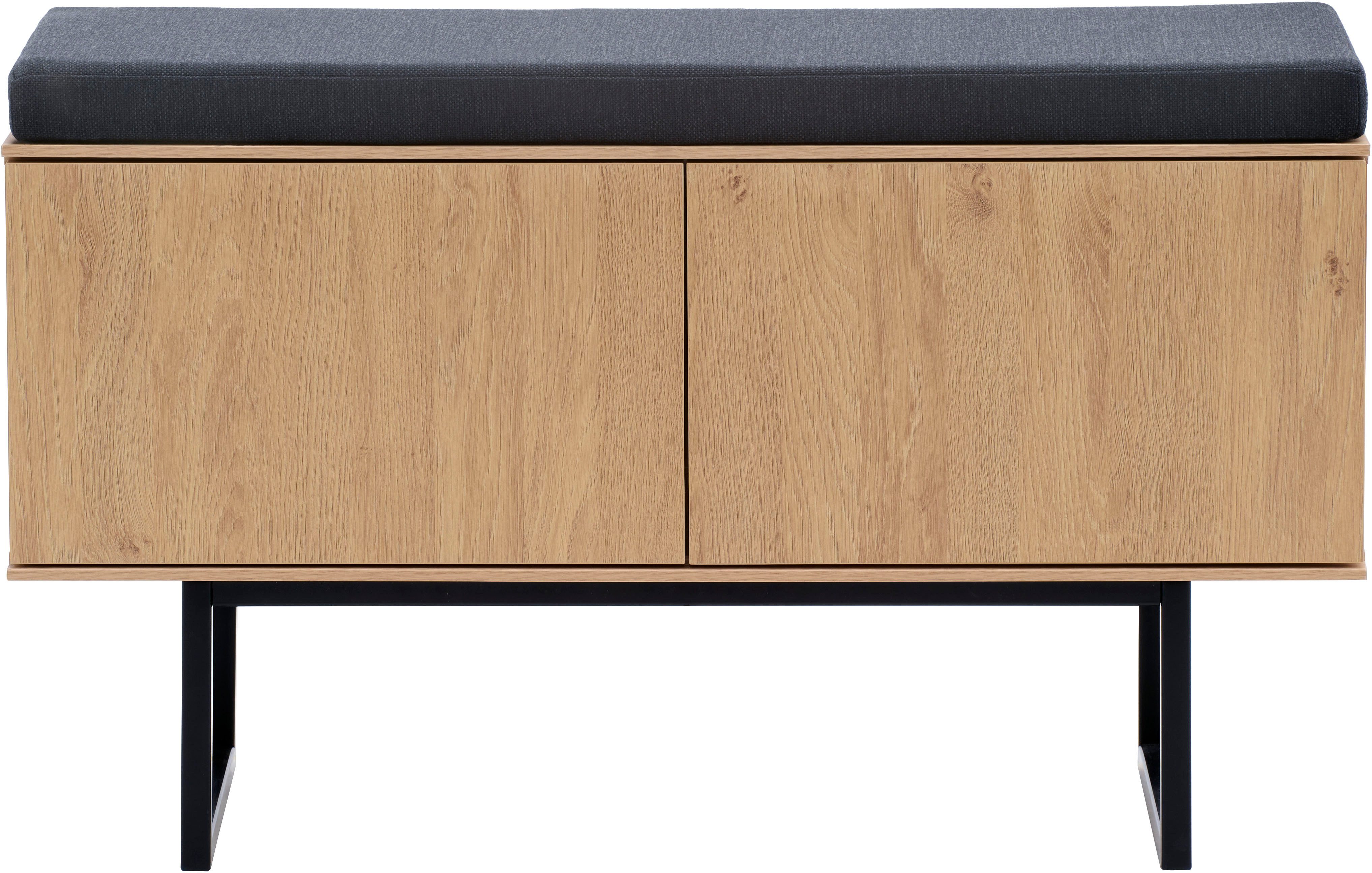 Home affaire Schuhbank Lund, Garderobenbank mit Klappen, moderne Sitzbank, Polsterbank, viel Stauraum, Platz für ca. 6 Paar Schuhe, 90 cm breit