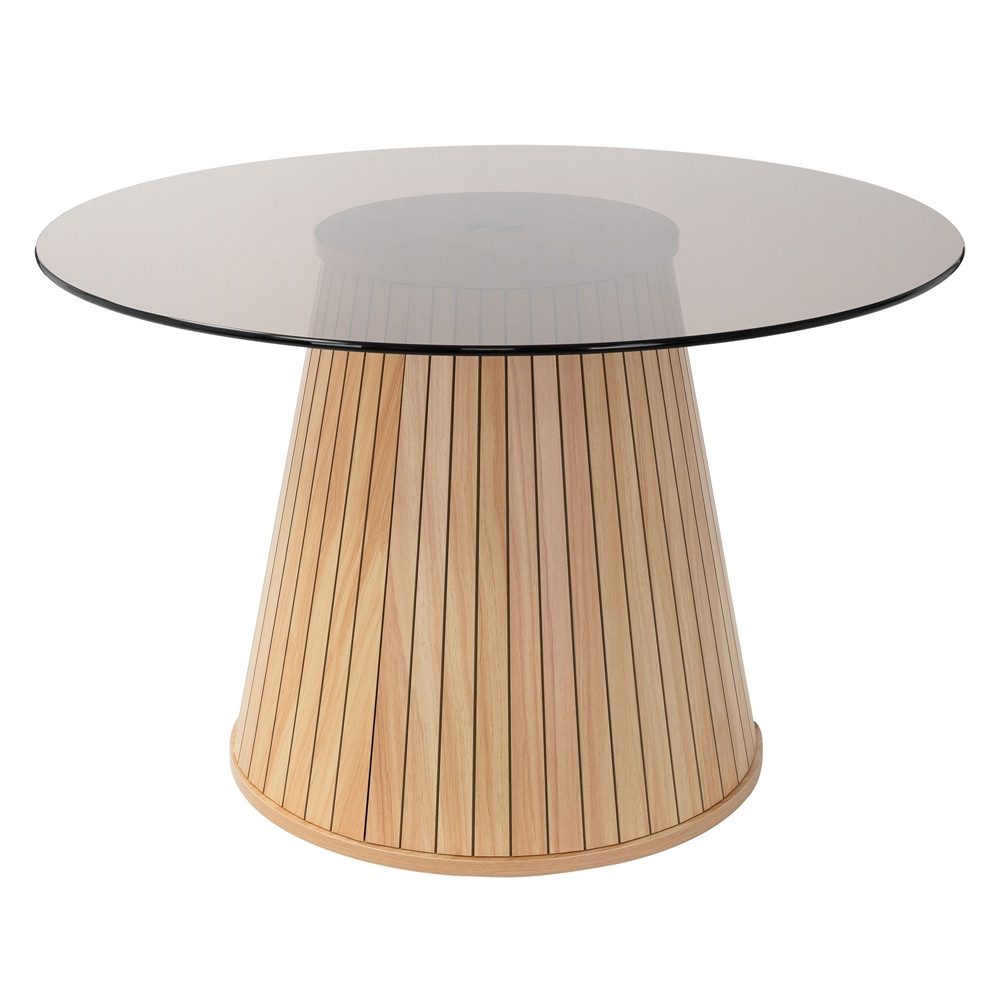 ML-DESIGN Couchtisch Beistelltisch mit Stauraum Kaffeetisch Wohnzimmertisch Rund für Tee, Sofatisch mit Glasplatte 80x80x50 cm Holz-Optik ideal für Wohnzimmer