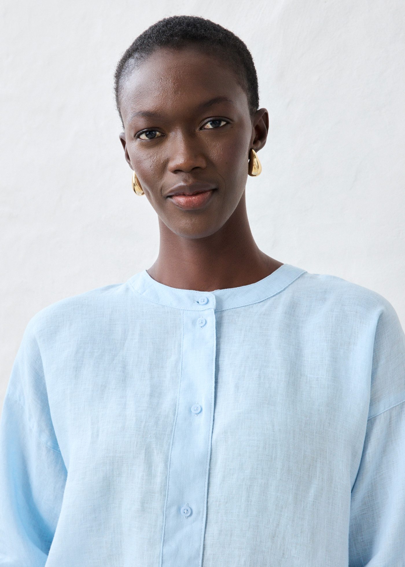 bonprix Shirtbluse Oversize-Passform, aus Leinen, strukturierte Oberfläche, 3/4-Ärmel