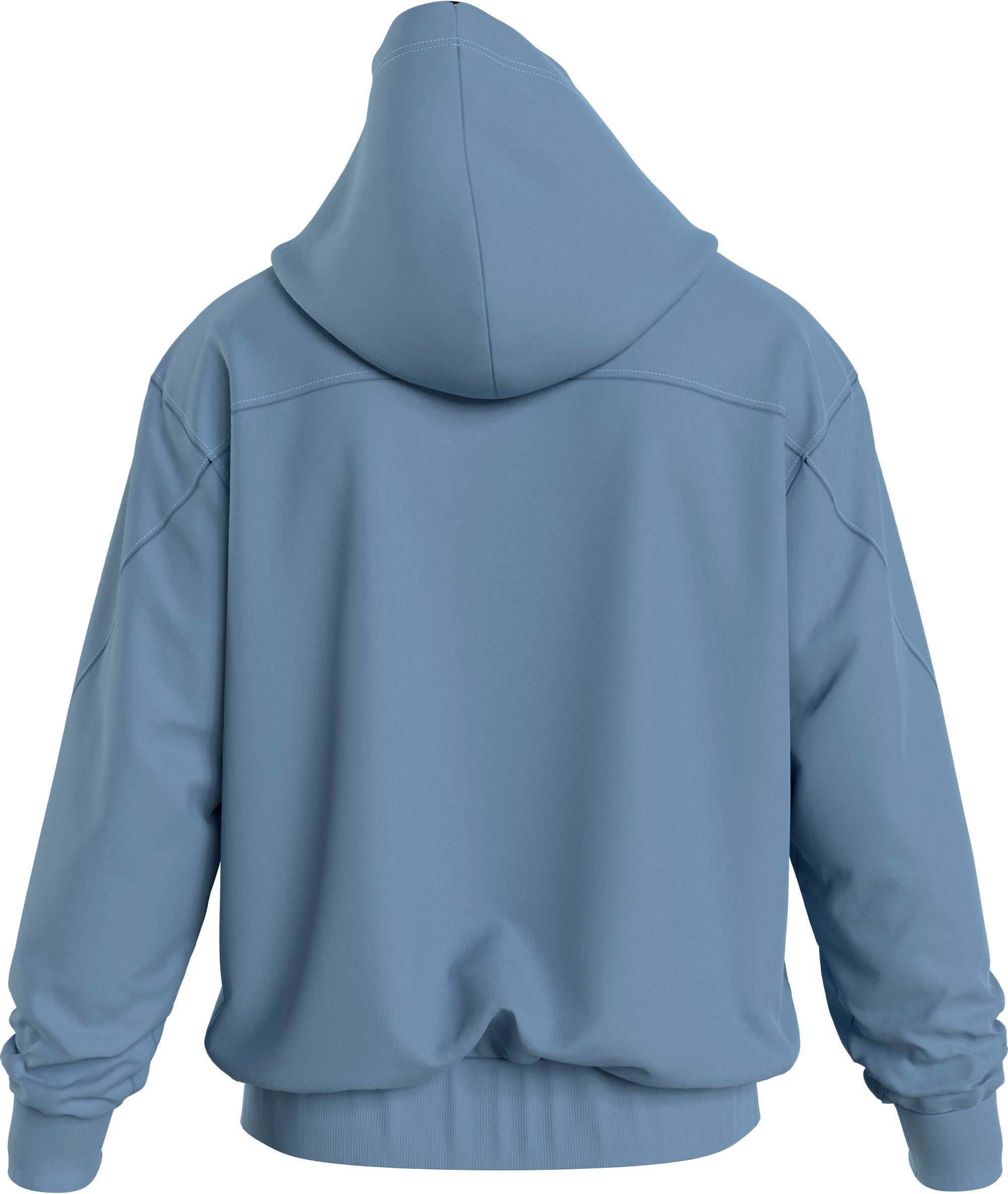 Ton-in-Ton blau am Calvin Klein STACKED mit Kapuzensweatshirt LOGO Stickerei HOODIE Ärmel Jeans