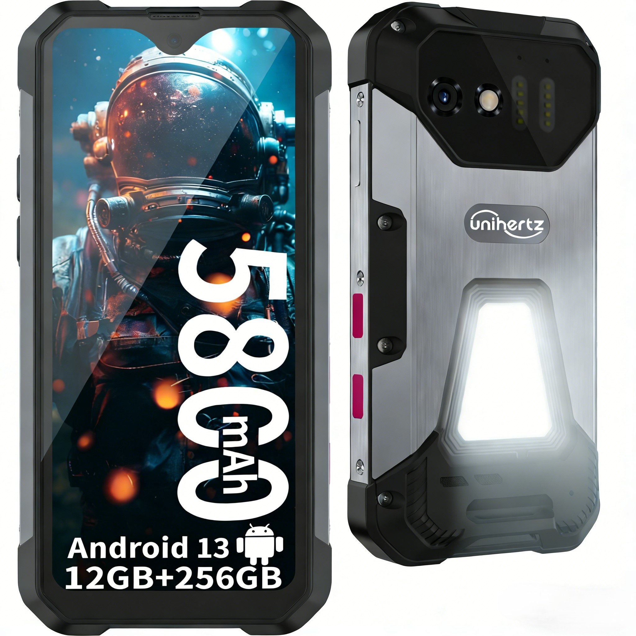 8849 Android 13, 24GB RAM & 256GB ROM, wasserdicht, 100MP, 5800mAh Akku Smartphone (4.3 Zoll, 100 MP Kamera, 4G, 540*1200 Outdoor-Handy mit Campinglampe, Helio G99)